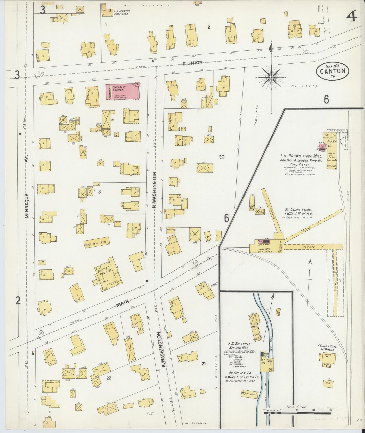Sanborn Fire Insurance Map from Canton, Bradford County, Pennsylvania (1903), Sheet #0004 - Historic Sanborn Fire Insurance Map Print, vintage old map wall art, antique decor, genealogy gift, Pennsylvania Pennsylvania map