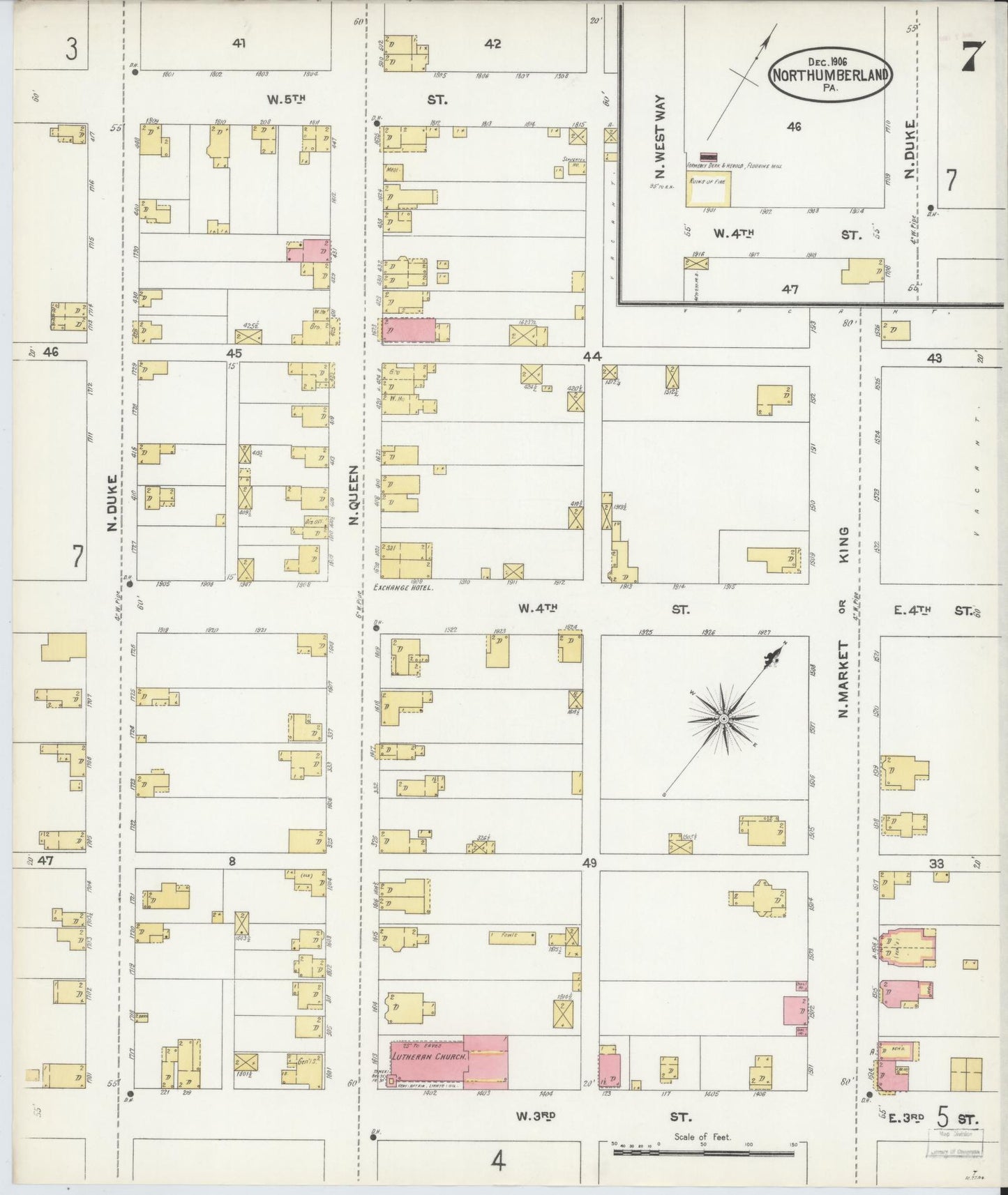 Sanborn Fire Insurance Map from Northumberland, Northumberland County, Pennsylvania (1906), Sheet #0007 - Complete Map Set gallery image, historic Sanborn map, vintage wall art, Pennsylvania Pennsylvania