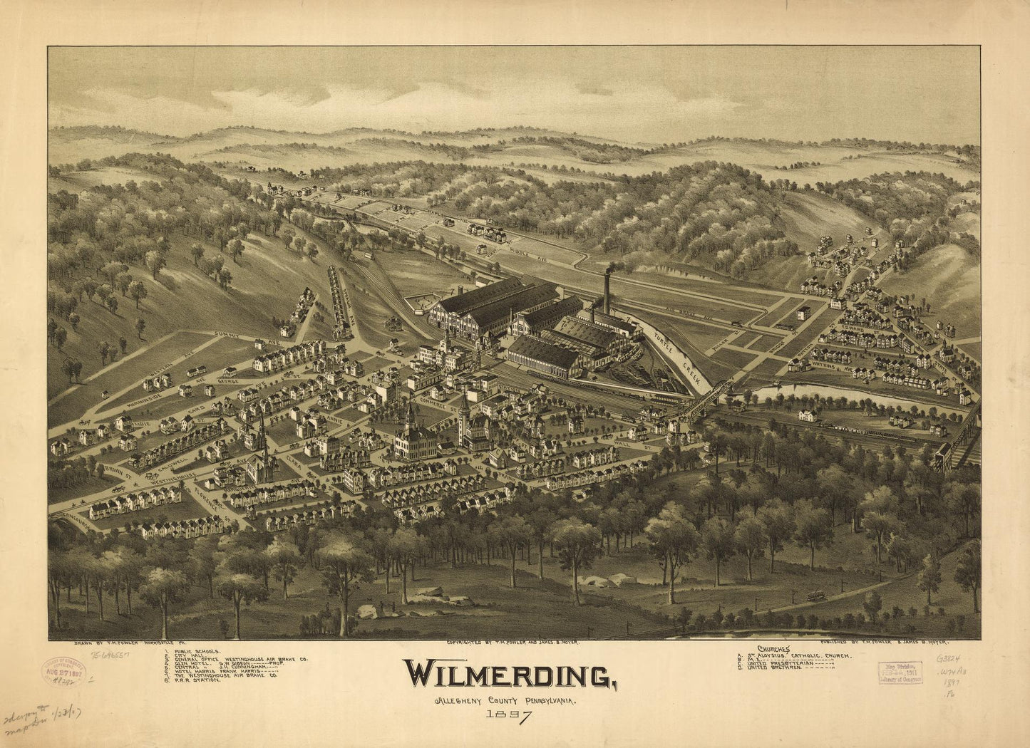 Wilmerding, Allegheny County, Pennsylvania 1897. (1897) – Historic Bird’s-Eye View Panorama Print