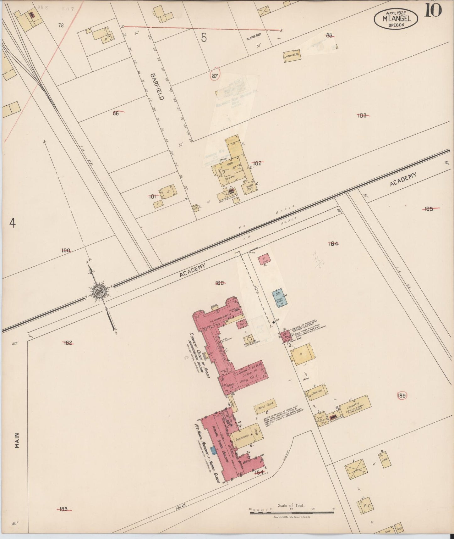 Sanborn Fire Insurance Map from Mount Angel, Marion County, Oregon (1931), Sheet #0010 - Historic Sanborn Fire Insurance Map Print, vintage old map wall art, antique decor, genealogy gift, Oregon Oregon map