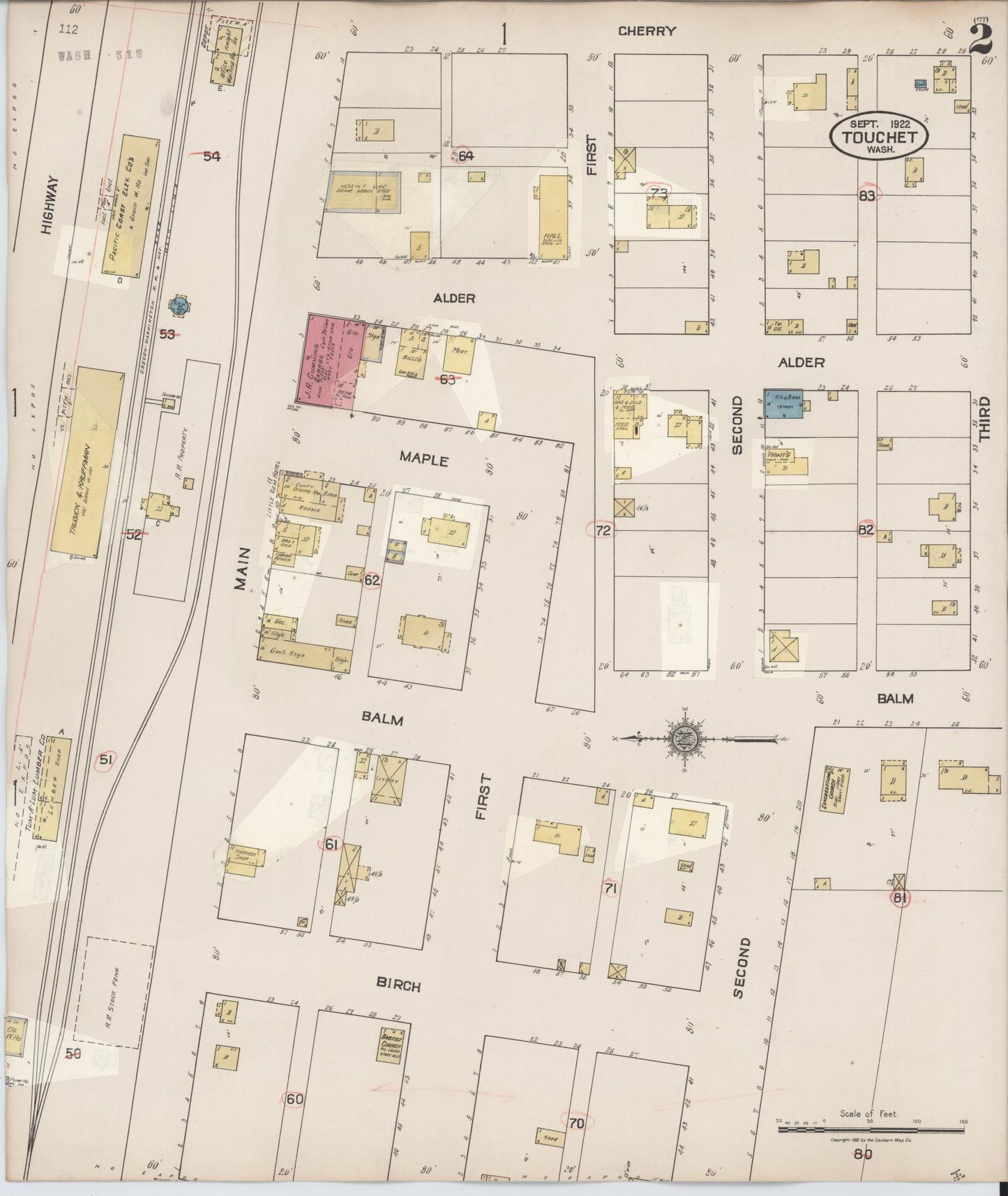 Sanborn Fire Insurance Map from Touchet, Walla Walla County, Washington (1931), Sheet #0002 - Complete Map Set gallery image, historic Sanborn map, vintage wall art, Washington Washington