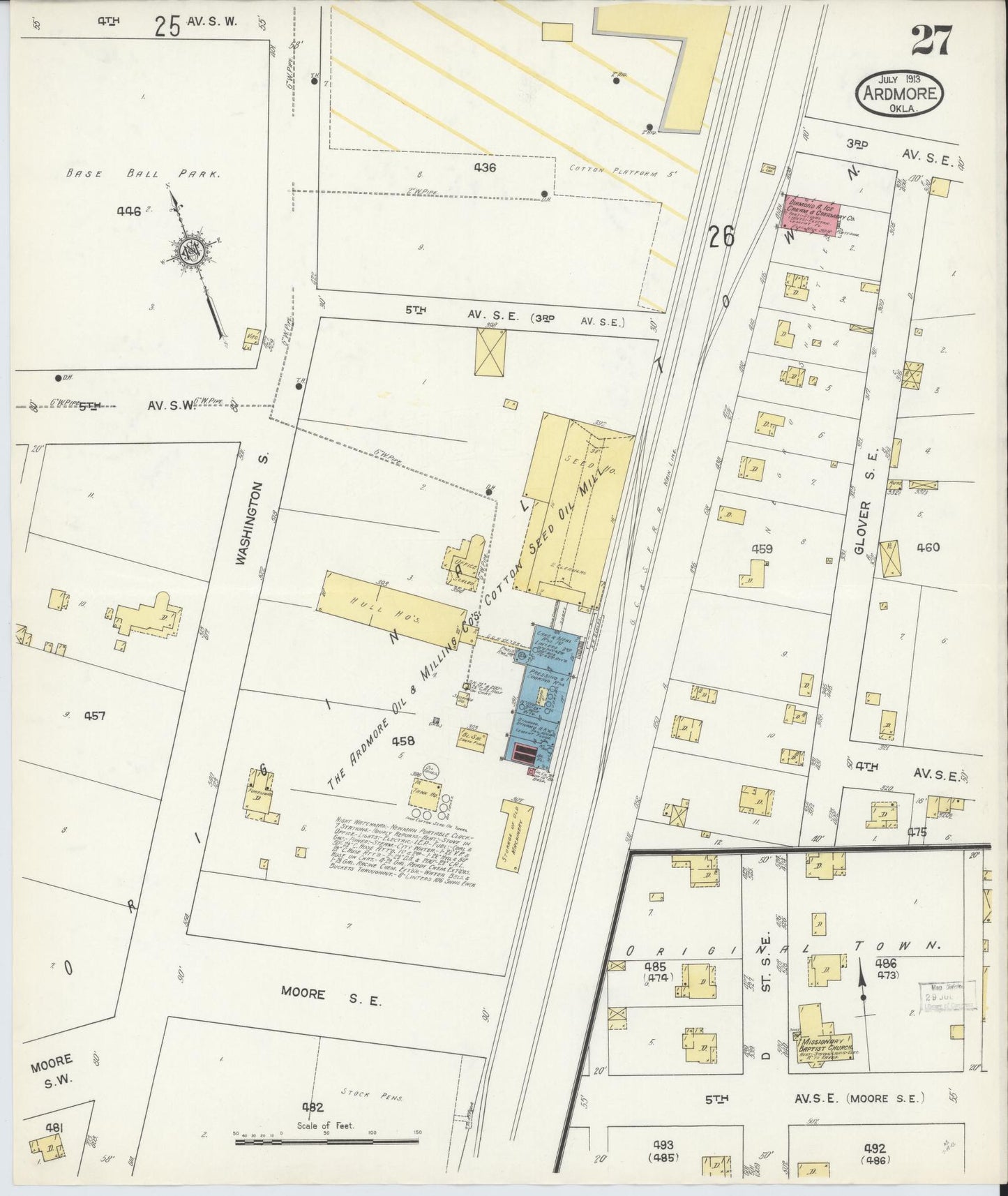 Sanborn Fire Insurance Map from Ardmore, Carter County, Oklahoma (1913), Sheet #0027 - Complete Map Set gallery image, historic Sanborn map, vintage wall art, Oklahoma Oklahoma
