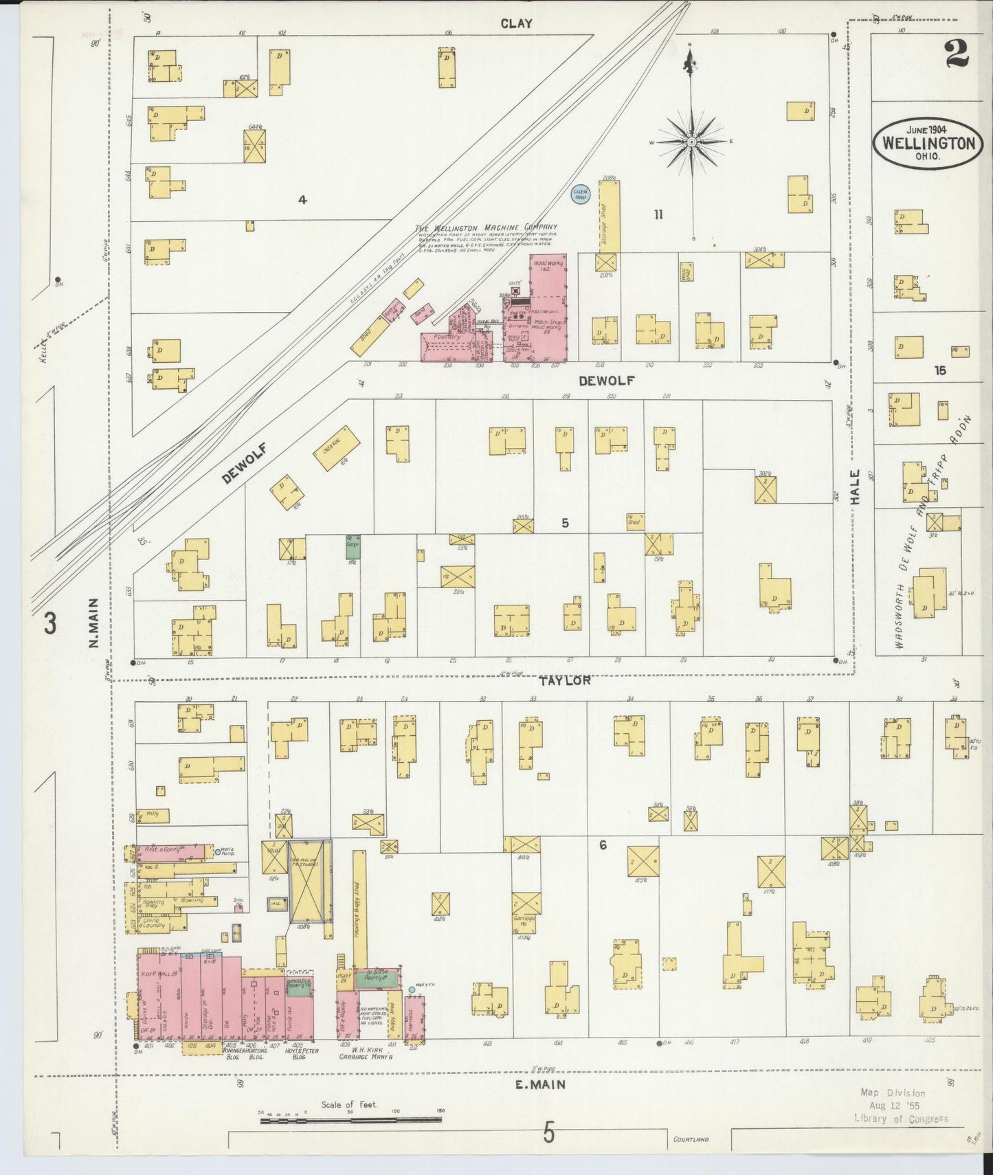 Sanborn Fire Insurance Map from Wellington, Lorain County, Ohio (1904), Sheet #0002 - Historic Sanborn Fire Insurance Map Print, vintage old map wall art, antique decor, genealogy gift, Ohio Ohio map