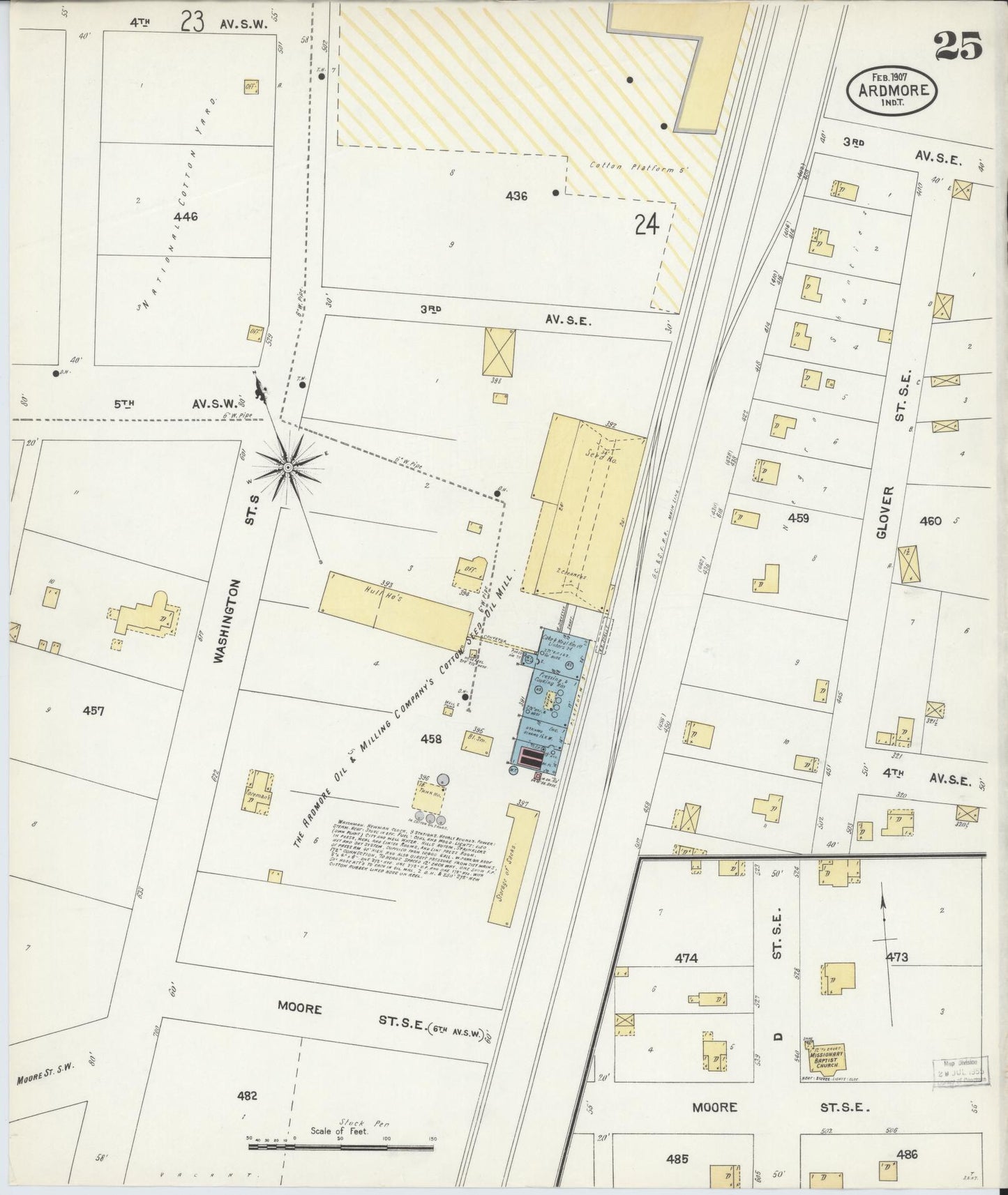 Sanborn Fire Insurance Map from Ardmore, Carter County, Oklahoma (1907), Sheet #0025 - Complete Map Set gallery image, historic Sanborn map, vintage wall art, Oklahoma Oklahoma