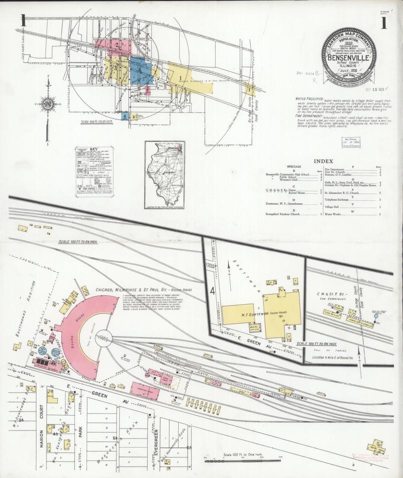 Sanborn Fire Insurance Map from Bensenville, Dupage County, Illinois. (1926) – Map View