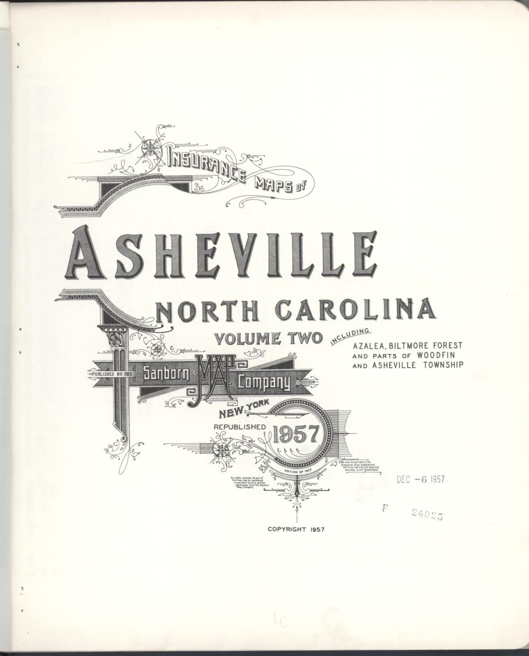 Sanborn Fire Insurance Map from Asheville, Buncombe County, North Carolina (1957), Sheet #0001 - Complete Map Set gallery image, historic Sanborn map, vintage wall art, North Carolina North Carolina