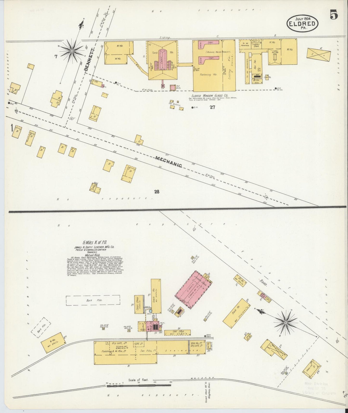 Sanborn Fire Insurance Map from Eldred, McKean County, Pennsylvania (1904), Sheet #0005 - Historic Sanborn Fire Insurance Map Print, vintage old map wall art, antique decor, genealogy gift, Pennsylvania Pennsylvania map