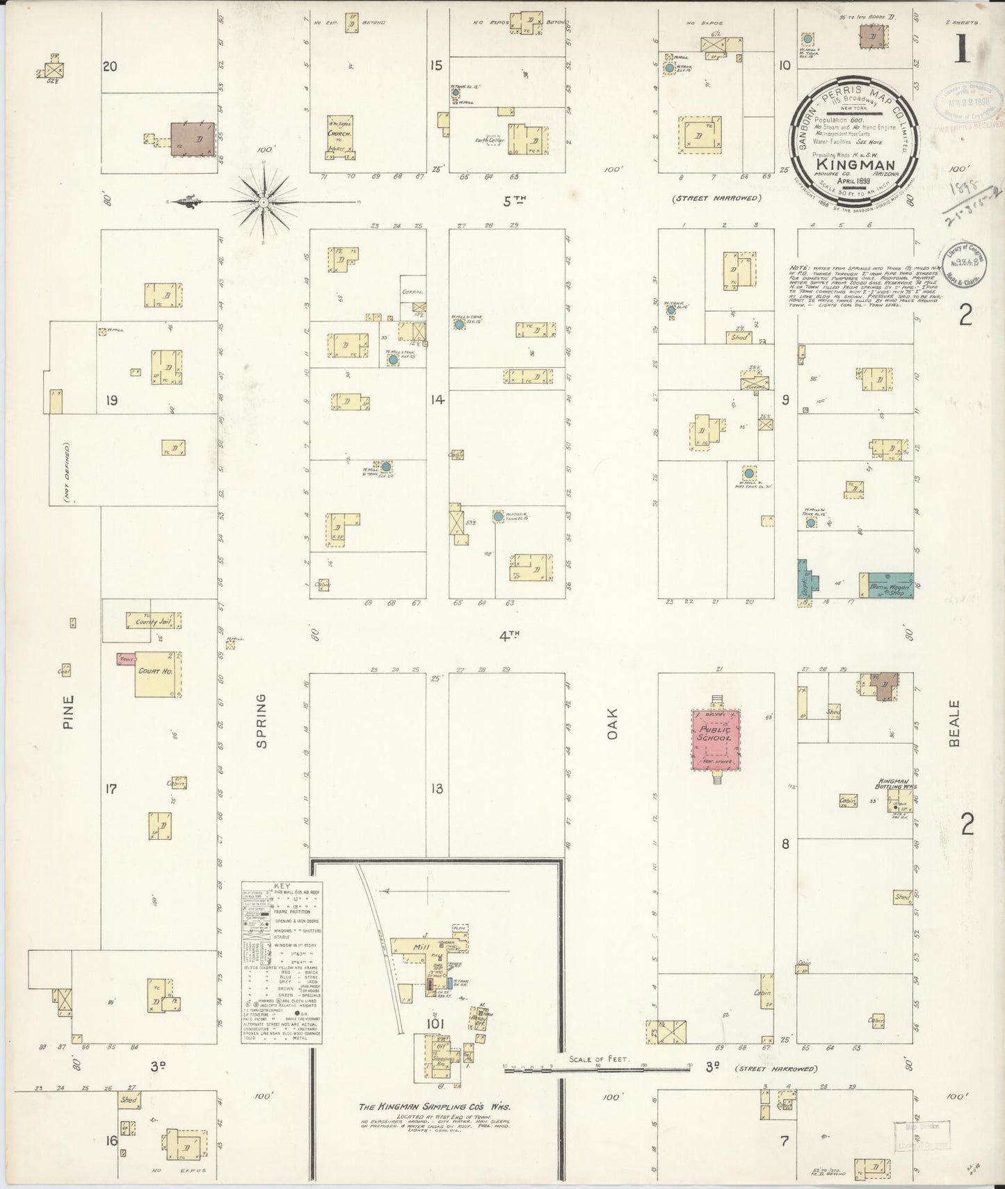 Sanborn Fire Insurance Map from Kingman, Mohave County, Arizona. (1898) – Historic Sanborn Fire Insurance Map Print