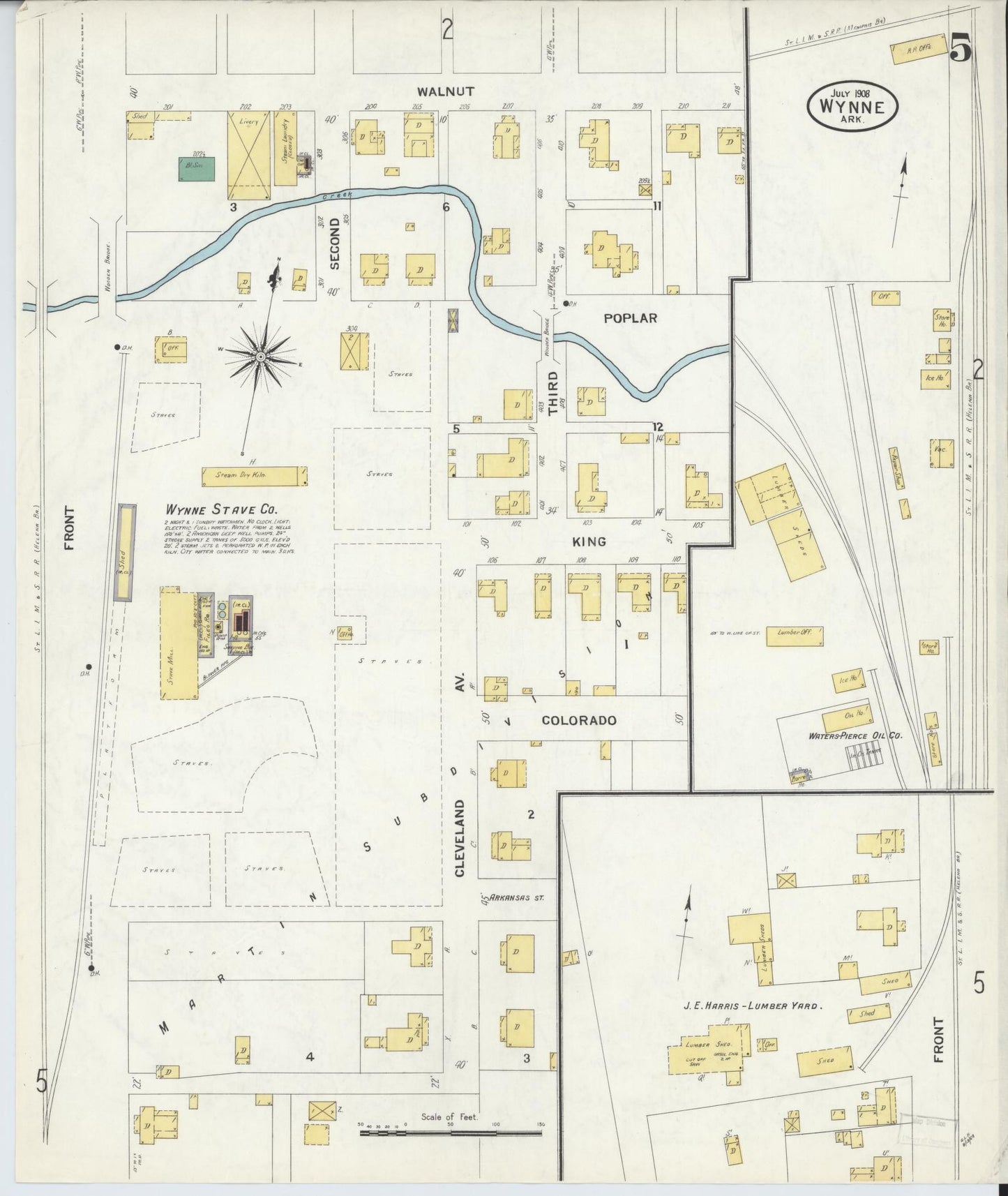 Sanborn Fire Insurance Map from Wynne, Cross County, Arkansas (1908), Sheet #0005 - Complete Map Set gallery image, historic Sanborn map, vintage wall art, Arkansas Arkansas