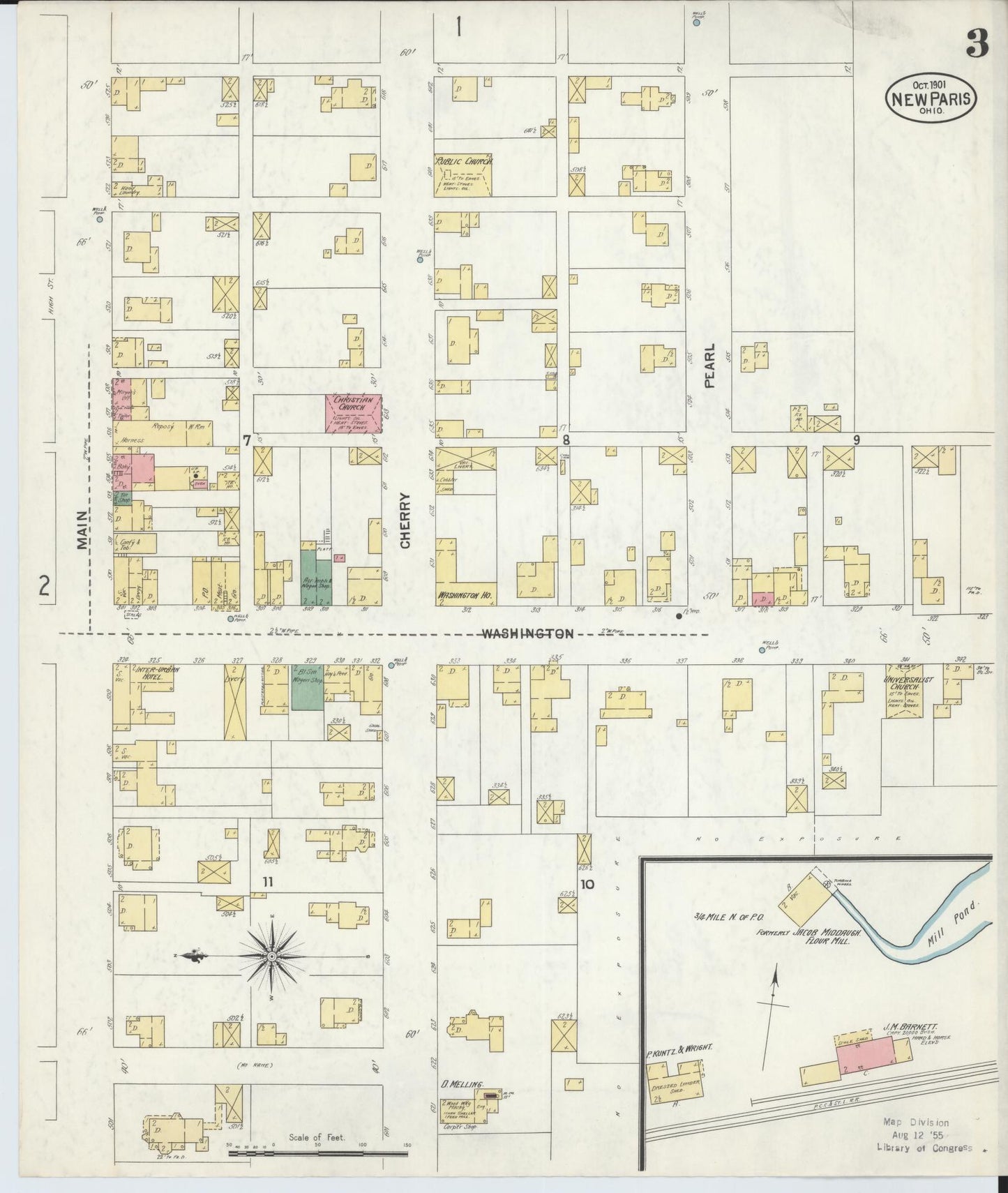 Sanborn Fire Insurance Map from New Paris, Preble County, Ohio (1901), Sheet #0003 - Historic Sanborn Fire Insurance Map Print, vintage old map wall art, antique decor, genealogy gift, Ohio Ohio map