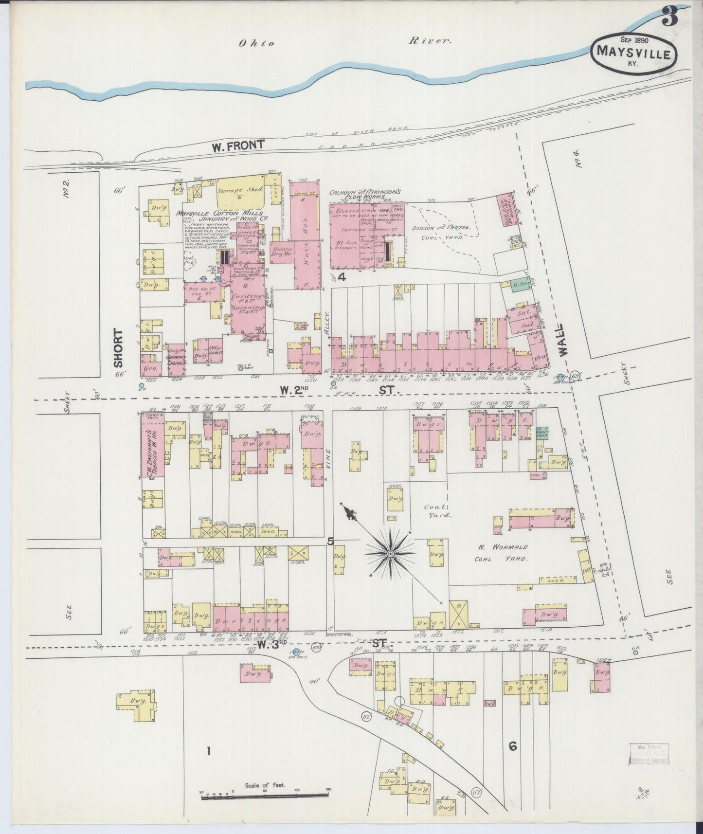 Sanborn Fire Insurance Map from Maysville, Mason County, Kentucky (1890), Sheet #0003 - Historic Sanborn Fire Insurance Map Print, vintage old map wall art, antique decor, genealogy gift, Kentucky Kentucky map