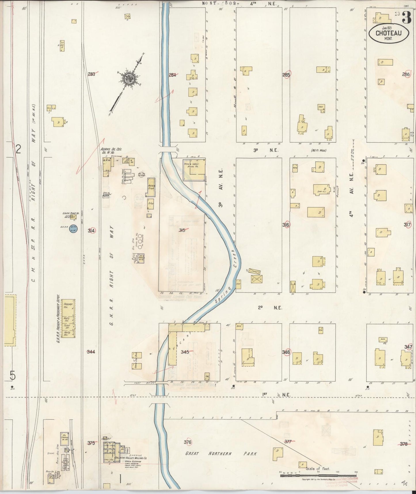 Sanborn Fire Insurance Map from Choteau, Teton County, Montana (1943), Sheet #0003 - Historic Sanborn Fire Insurance Map Print, vintage old map wall art, antique decor, genealogy gift, Montana Montana map