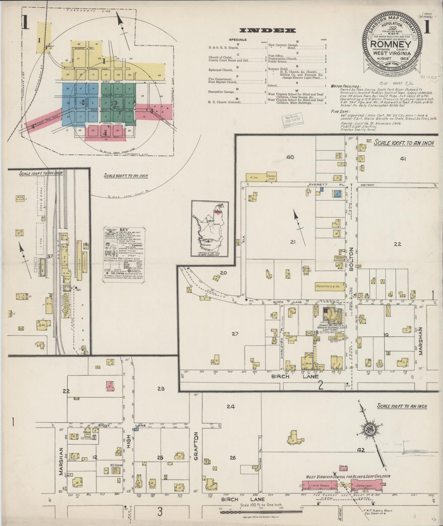 Sanborn Fire Insurance Map from Romney, Hampshire County, West Virginia. (1923) – Historic Sanborn Fire Insurance Map Print