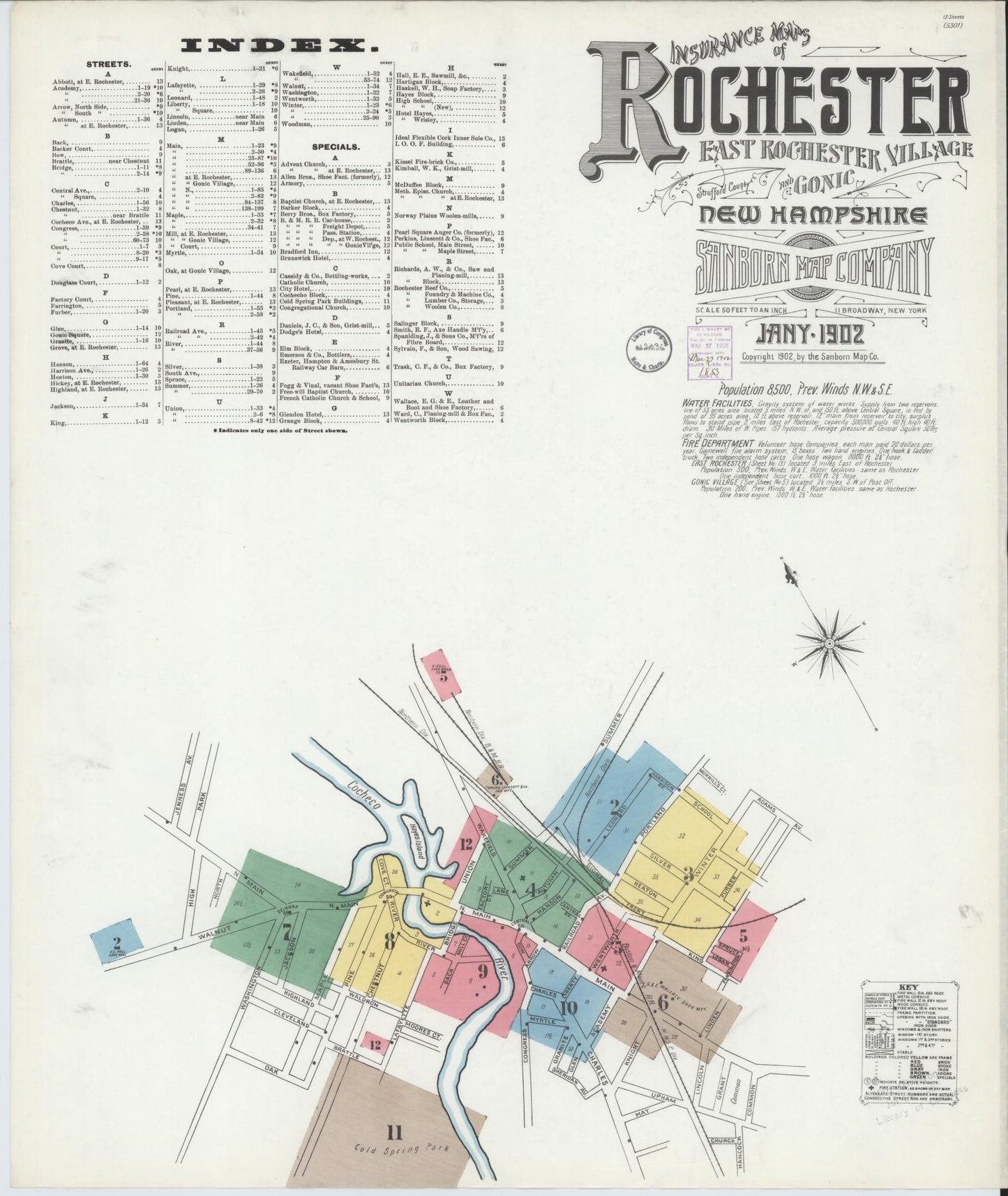 Sanborn Fire Insurance Map from Rochester, Strafford County, New Hampshire. (1902) – Historic Sanborn Fire Insurance Map Print