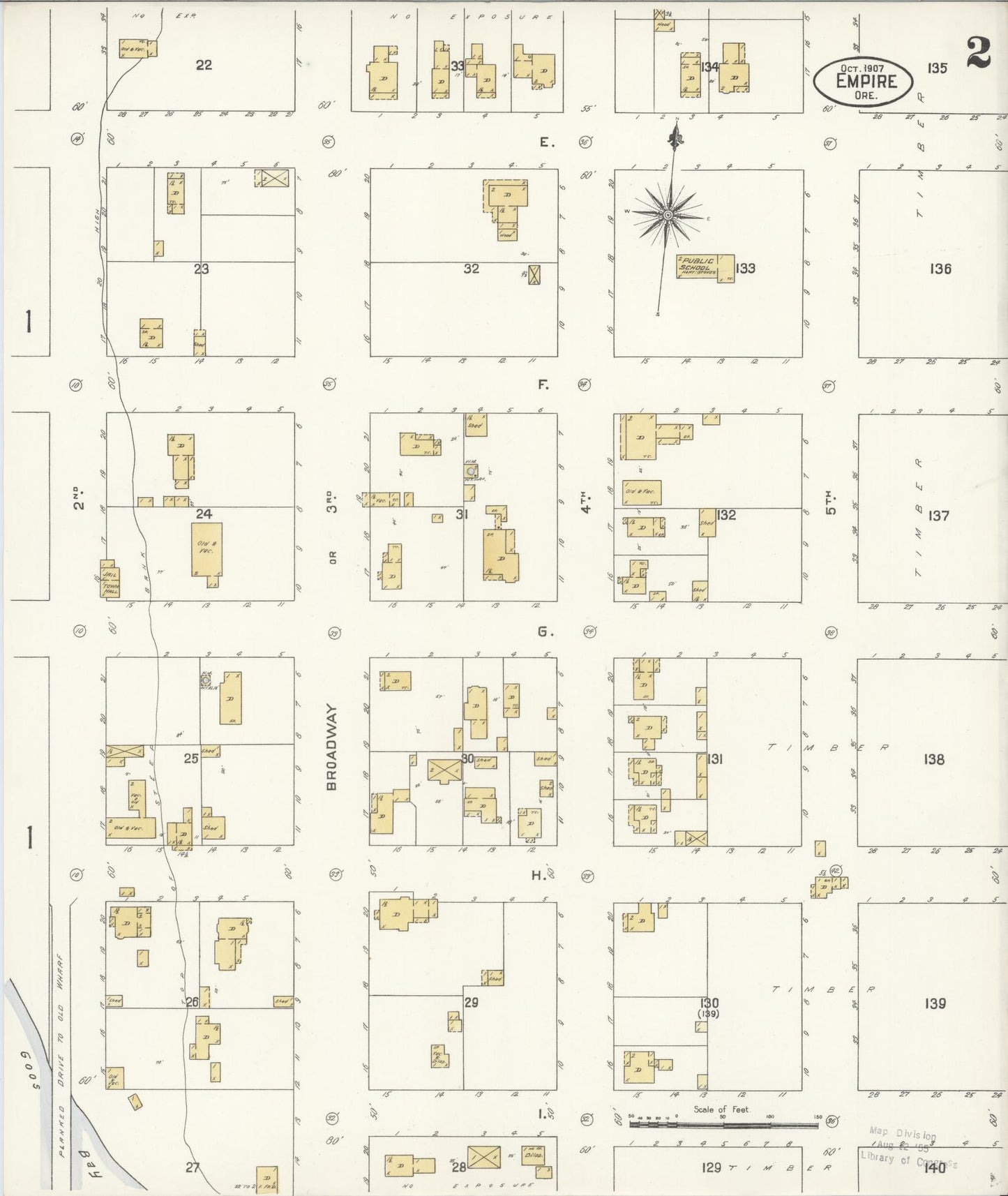 Sanborn Fire Insurance Map from Empire, Coos County, Oregon (1907), Sheet #0002 - Complete Map Set gallery image, historic Sanborn map, vintage wall art, Oregon Oregon