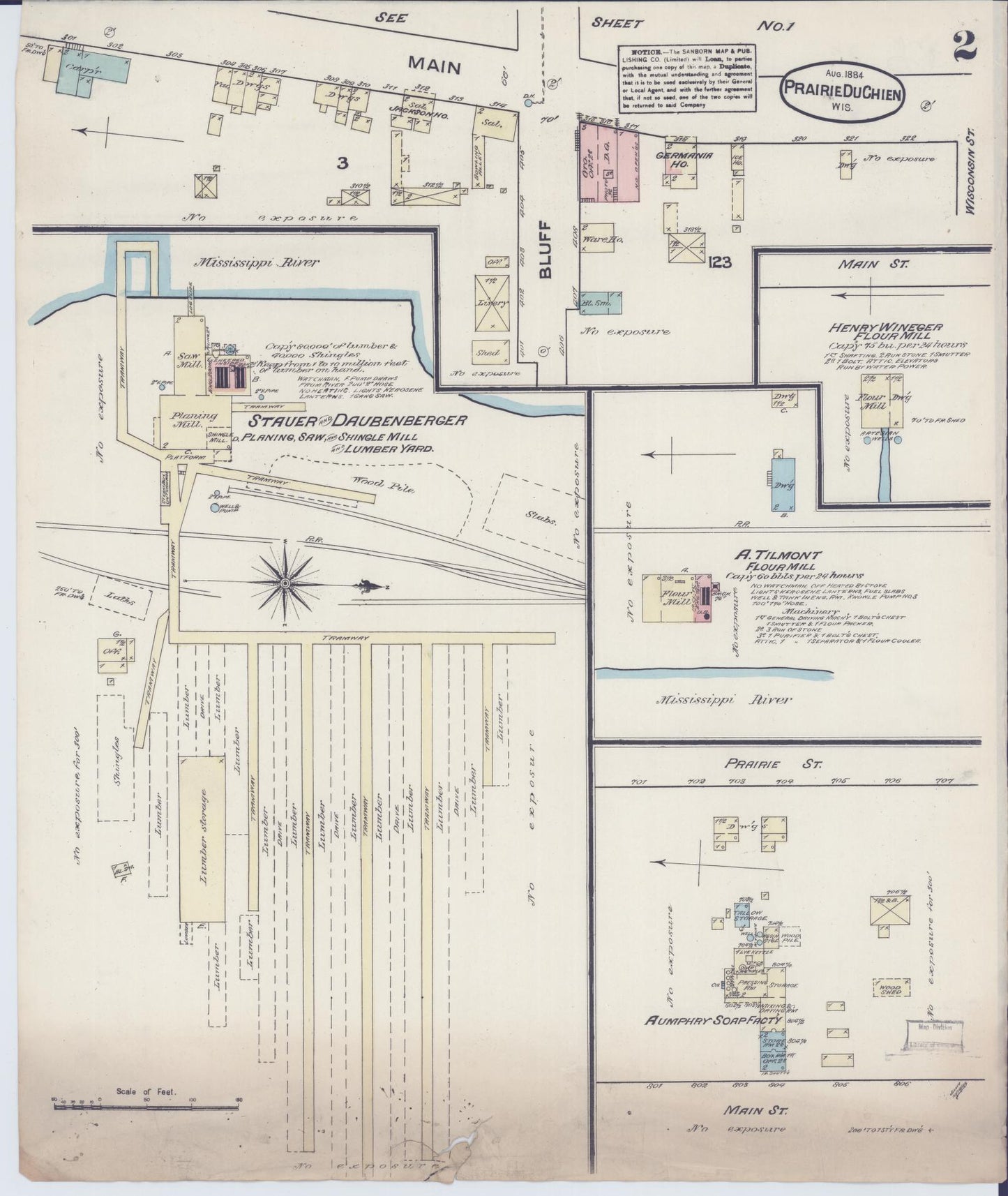 Sanborn Fire Insurance Map from Prairie du Chien, Crawford County, Wisconsin (1884), Sheet #0002 - Historic Sanborn Fire Insurance Map Print, vintage old map wall art, antique decor, genealogy gift, Wisconsin Wisconsin map