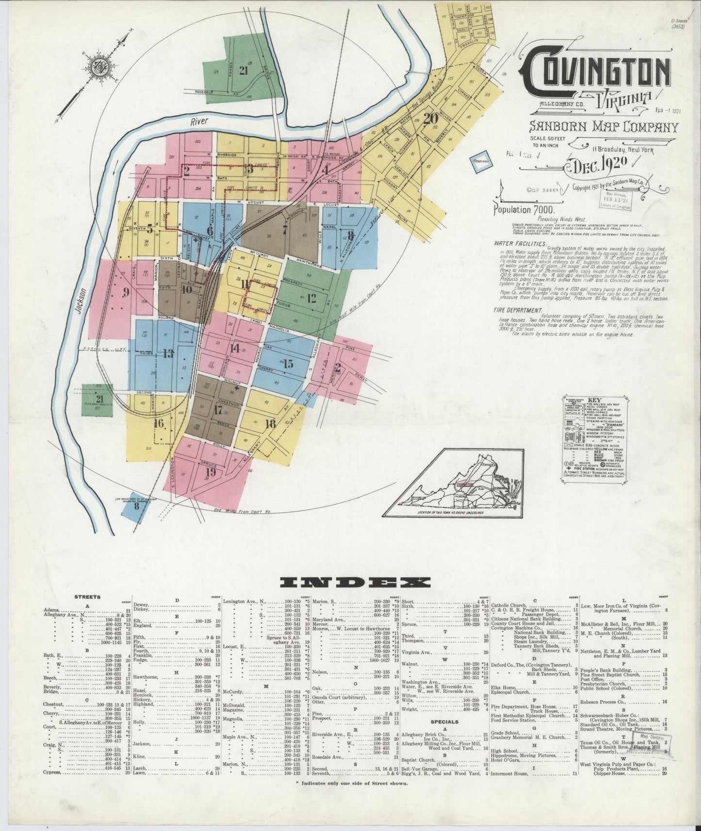Sanborn Fire Insurance Map from Covington, Independent Cities, Virginia. (1920) – Historic Sanborn Fire Insurance Map Print