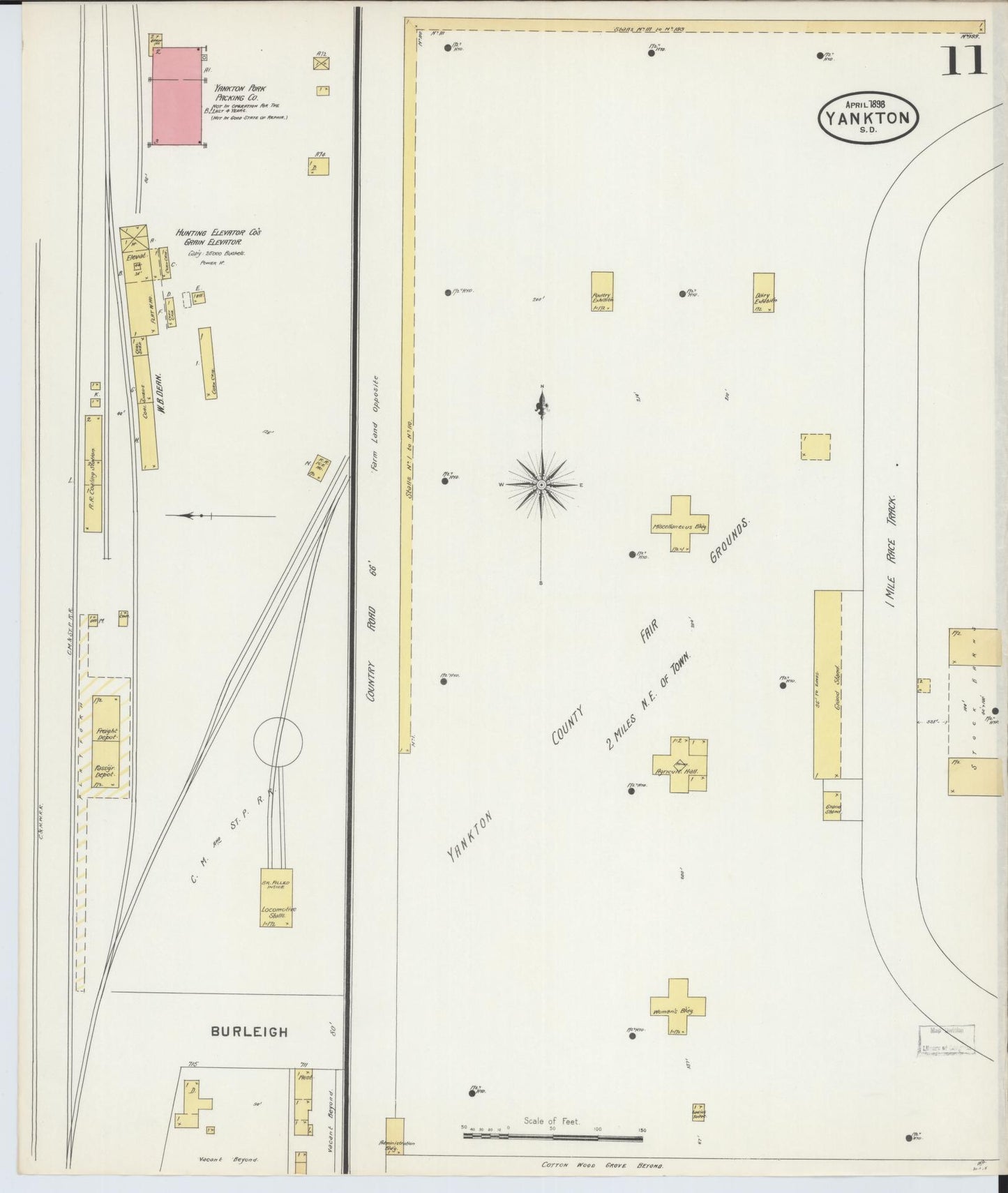 Sanborn Fire Insurance Map from Yankton, Yankton County, South Dakota (1898), Sheet #0011 - Historic Sanborn Fire Insurance Map Print, vintage old map wall art, antique decor, genealogy gift, South Dakota South Dakota map