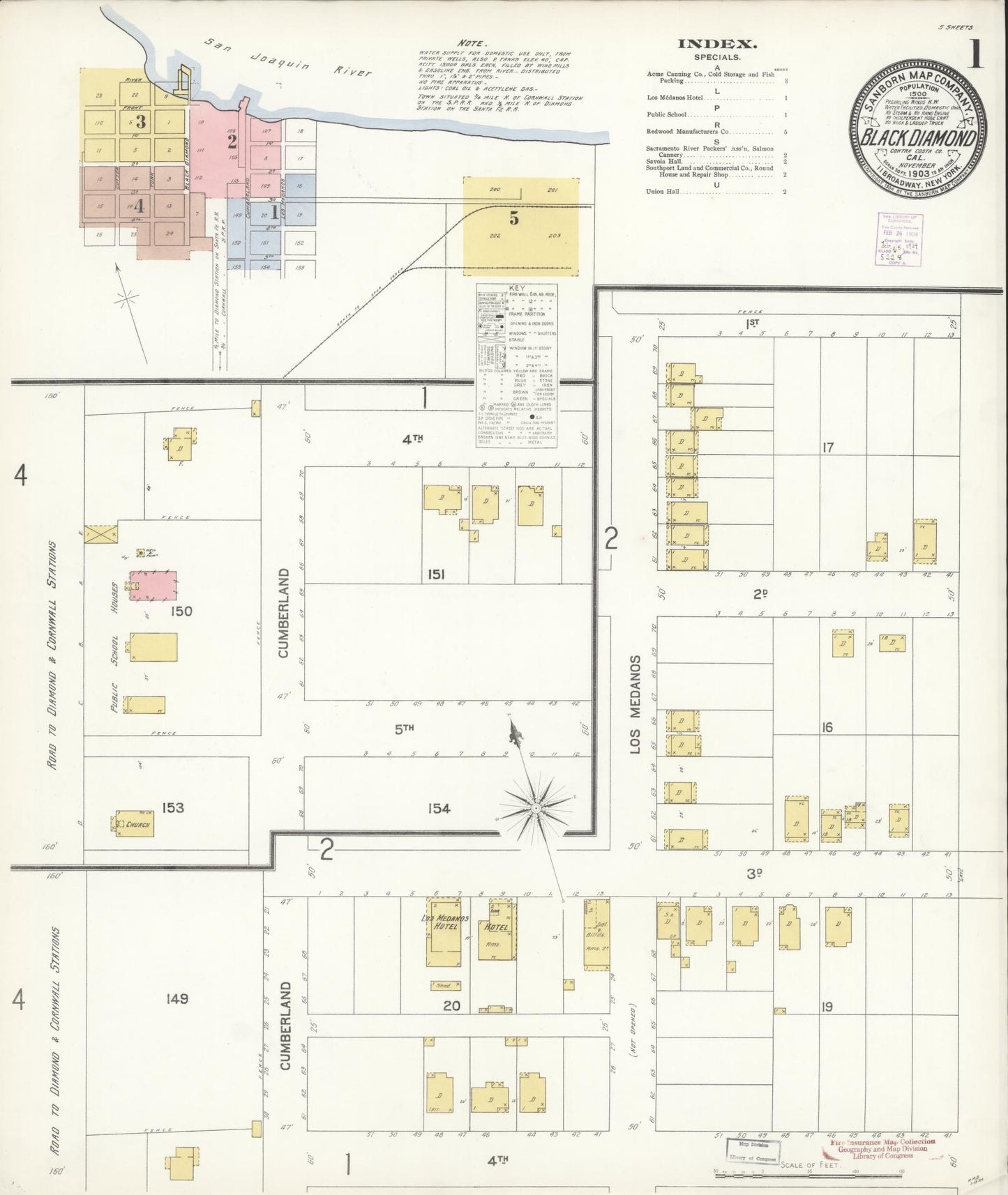 Sanborn Fire Insurance Map from Black Diamond, Contra Costa, California (1903), Sheet #0001 - Historic Sanborn Fire Insurance Map Print, vintage old map wall art, antique decor, genealogy gift, California California map