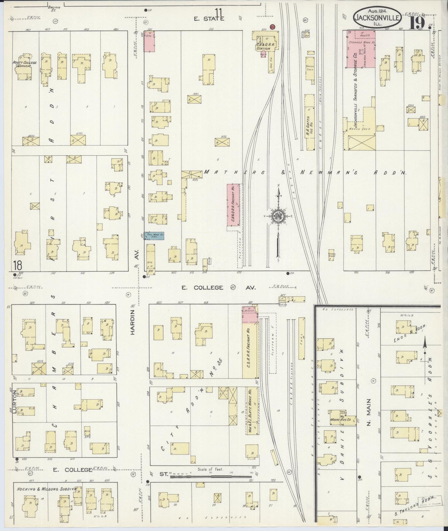 Sanborn Fire Insurance Map from Jacksonville, Morgan County, Illinois. (1914), Sheet 19 – Historic Sanborn Fire Insurance Map Print