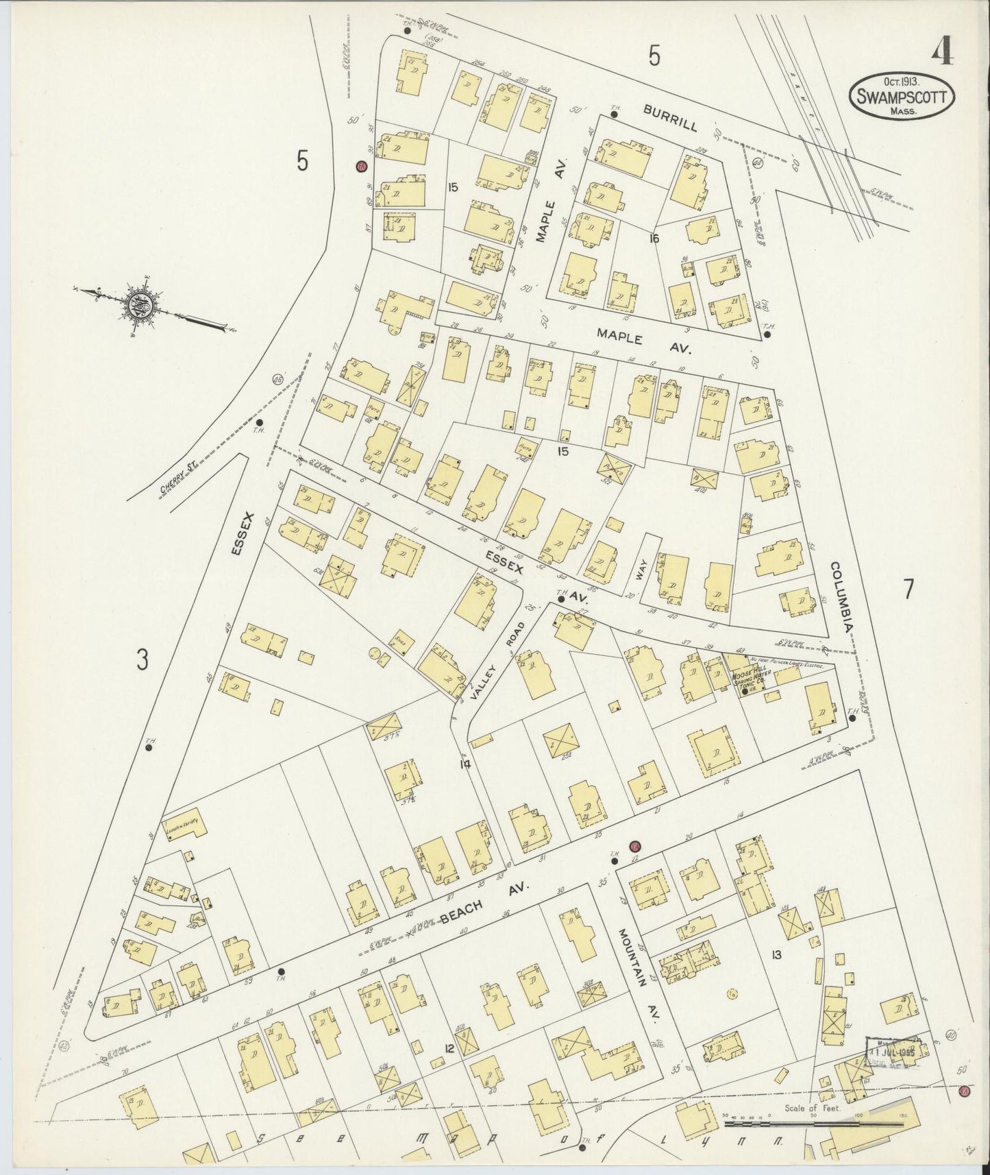 Sanborn Fire Insurance Map from Swampscott, Essex County, Massachusetts (1913), Sheet #0004 - Historic Sanborn Fire Insurance Map Print, vintage old map wall art, antique decor, genealogy gift, Massachusetts Massachusetts map