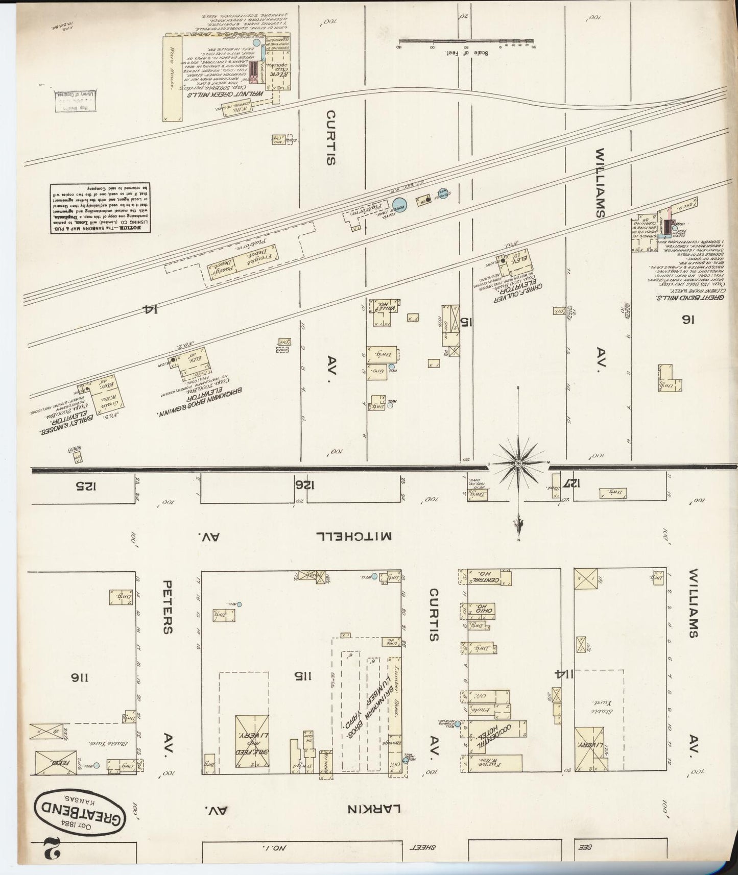 Sanborn Fire Insurance Map from Great Bend, Barton County, Kansas (1884), Sheet #0002 - Complete Map Set gallery image, historic Sanborn map, vintage wall art, Kansas Kansas