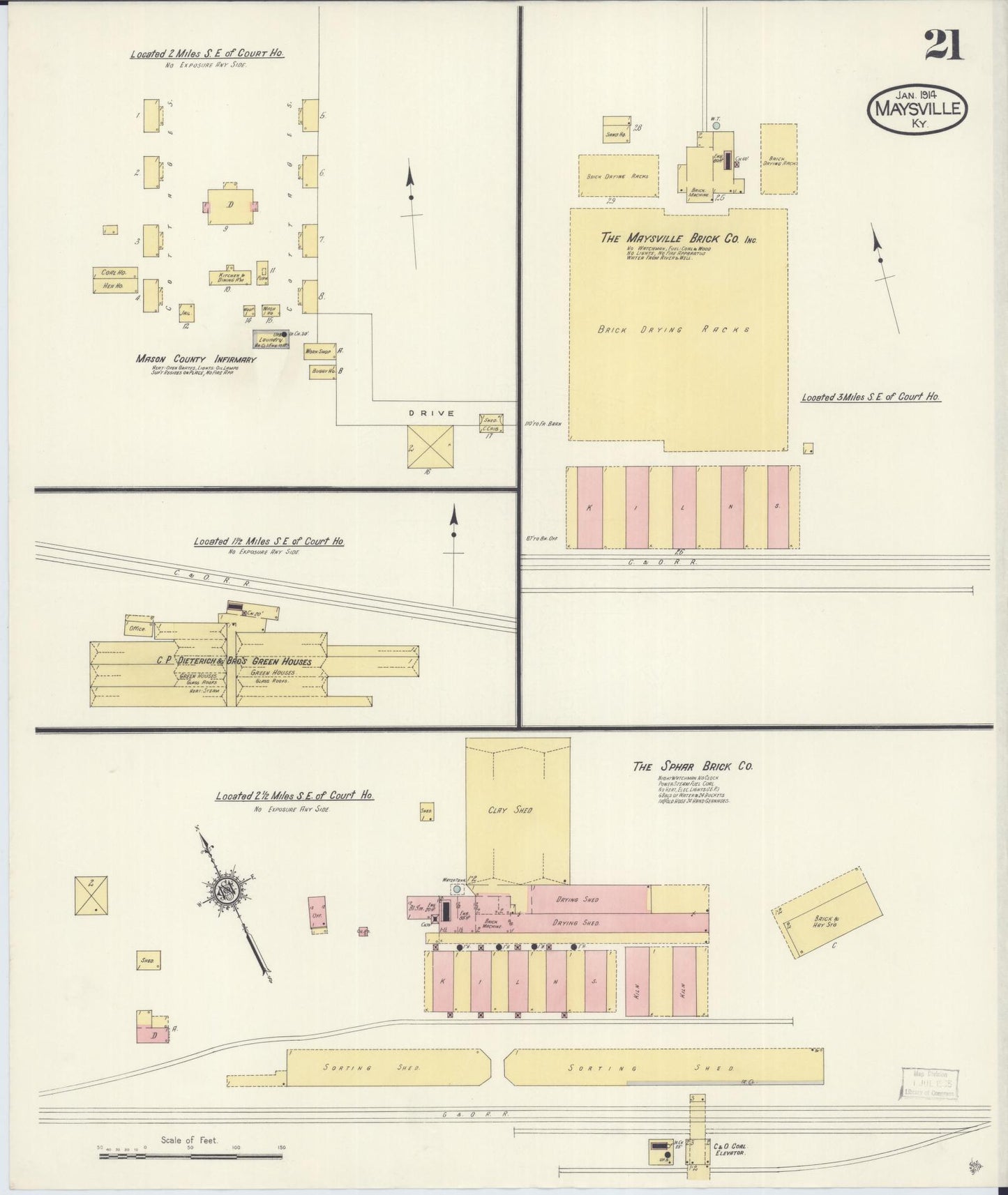 Sanborn Fire Insurance Map from Maysville, Mason County, Kentucky (1914), Sheet #0021 - Historic Sanborn Fire Insurance Map Print, vintage old map wall art, antique decor, genealogy gift, Kentucky Kentucky map