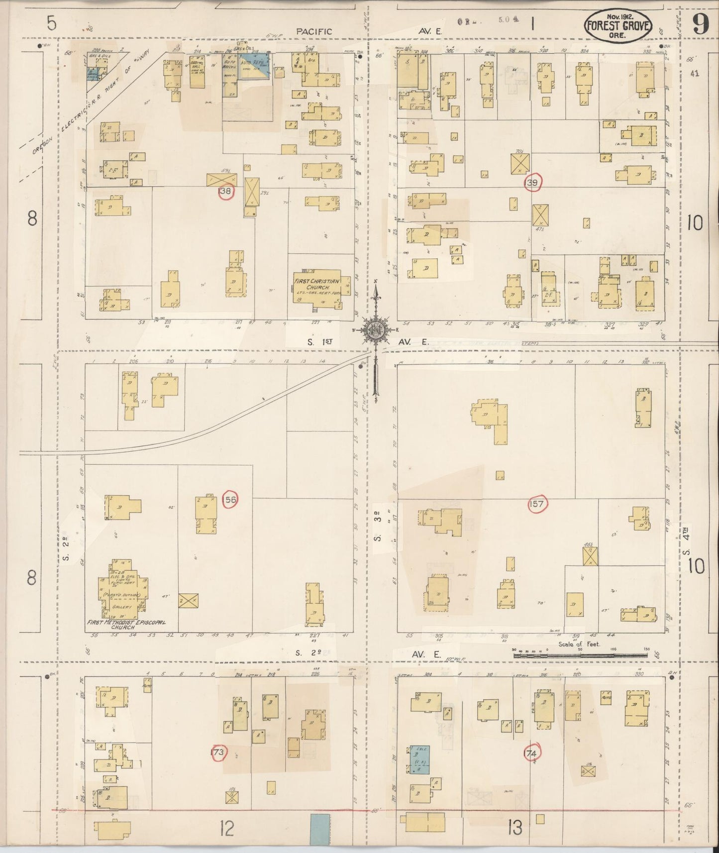 Sanborn Fire Insurance Map from Forest Grove, Washington County, Oregon (1939), Sheet #0009 - Historic Sanborn Fire Insurance Map Print, vintage old map wall art, antique decor, genealogy gift, Oregon Oregon map