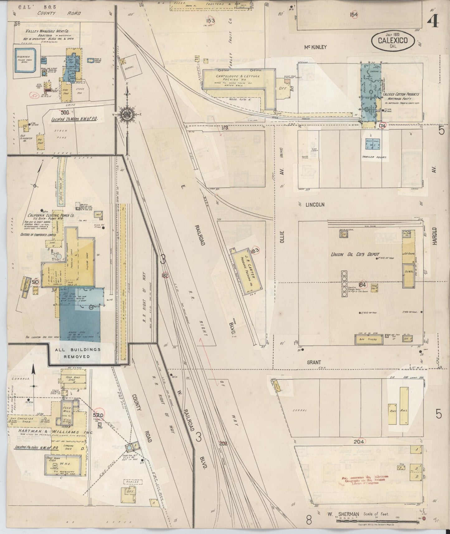 Sanborn Fire Insurance Map from Calexico, Imperial County, California (1949), Sheet #0004 - Historic Sanborn Fire Insurance Map Print, vintage old map wall art, antique decor, genealogy gift, California California map