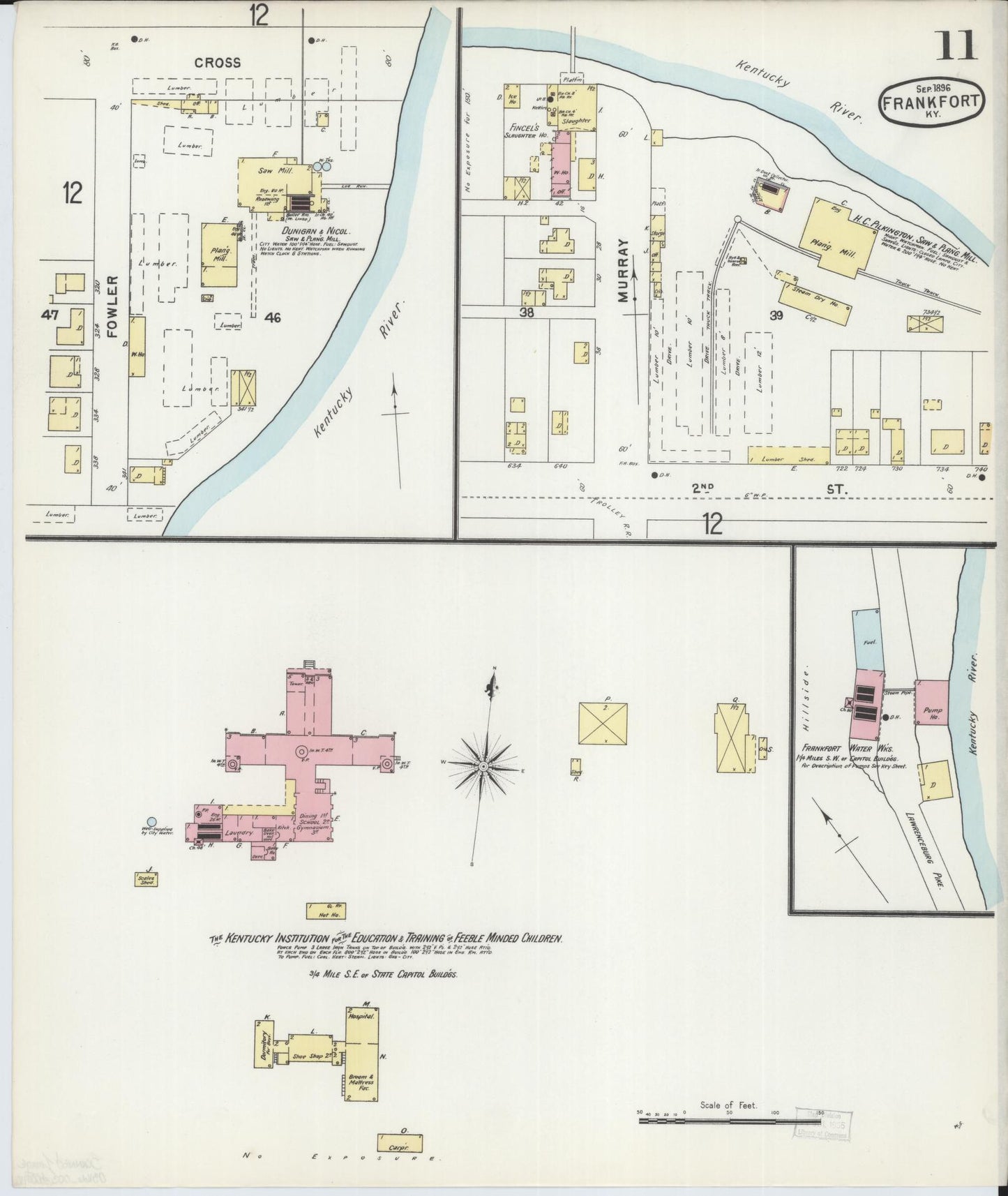 Sanborn Fire Insurance Map from Frankfort, Franklin County, Kentucky (1896), Sheet #0011 - Historic Sanborn Fire Insurance Map Print, vintage old map wall art, antique decor, genealogy gift, Kentucky Kentucky map