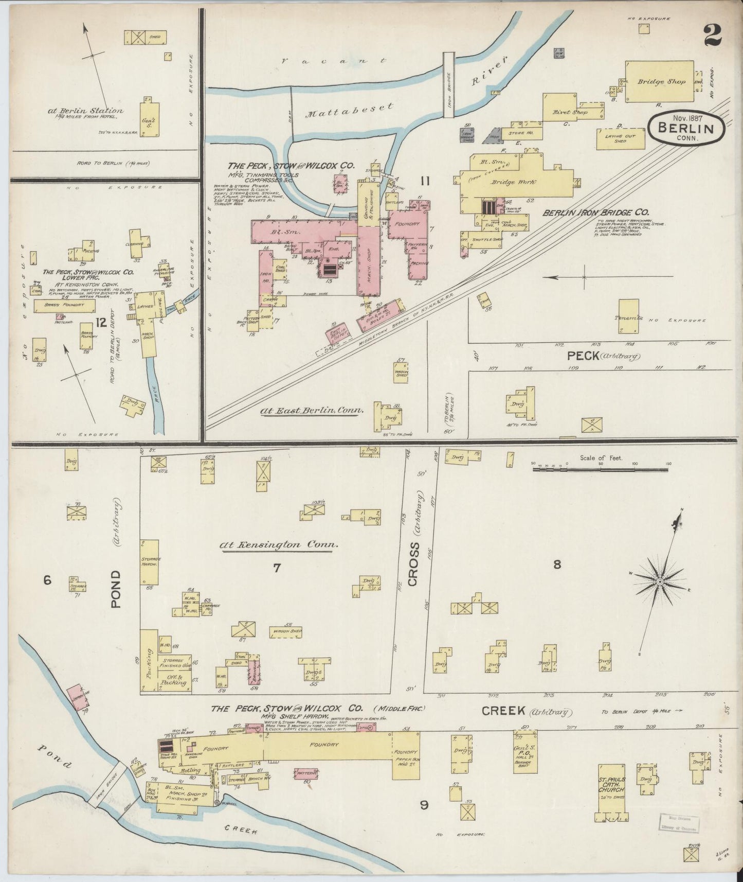 Sanborn Fire Insurance Map from Berlin, Hartford County, Connecticut (1887), Sheet #0002 - Complete Map Set gallery image, historic Sanborn map, vintage wall art, Connecticut Connecticut