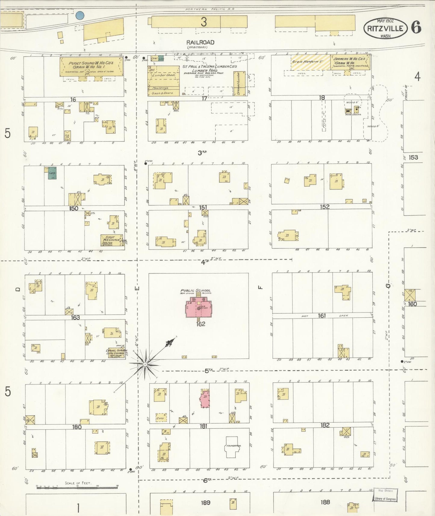 Sanborn Fire Insurance Map from Ritzville, Adams County, Washington (1902), Sheet #0006 - Complete Map Set gallery image, historic Sanborn map, vintage wall art, Washington Washington