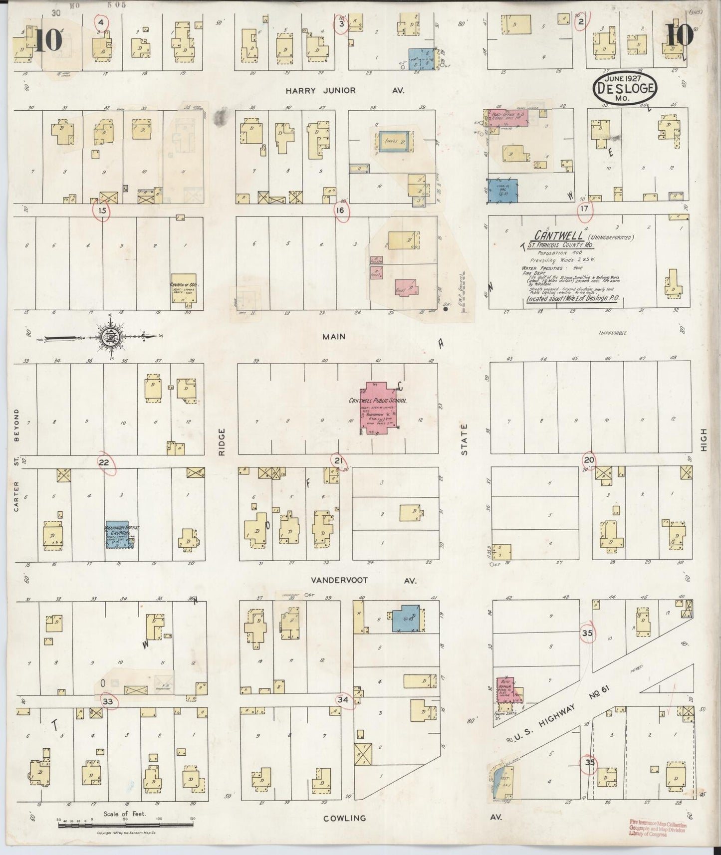 Sanborn Fire Insurance Map from Desloge, Saint Francois County, Missouri (1938), Sheet #0010 - Complete Map Set gallery image, historic Sanborn map, vintage wall art, Missouri Missouri