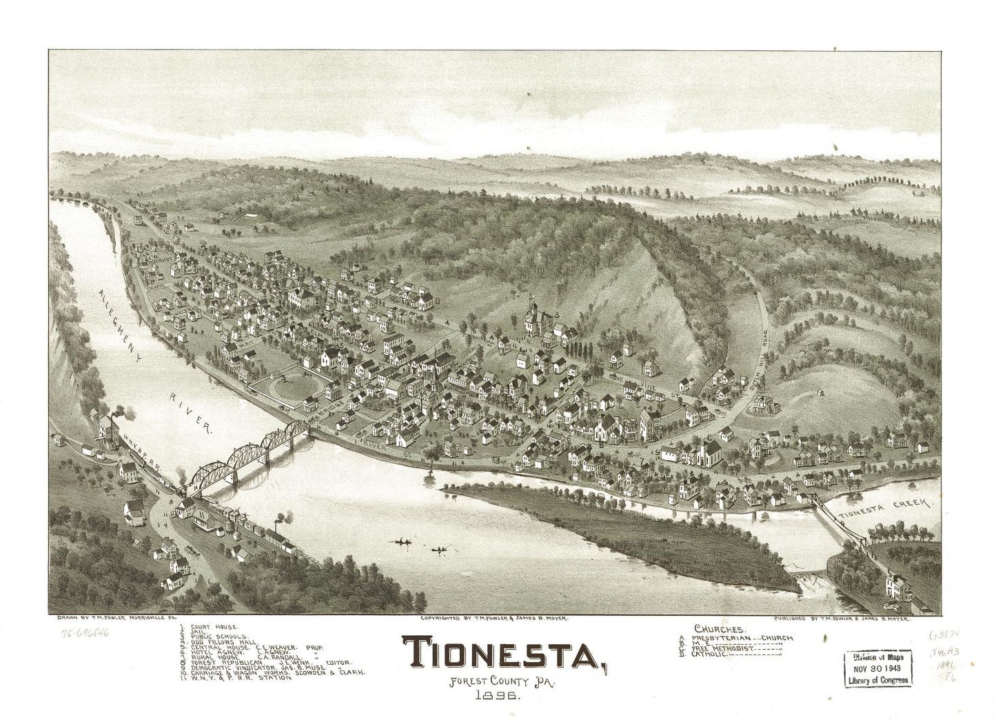 Tionesta, Forest County, Pa. 1896. (1896) – Historic Bird’s-Eye View Panorama Print