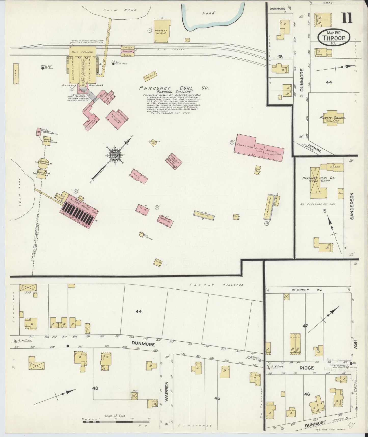 Sanborn Fire Insurance Map from Throop, Lackawanna County, Pennsylvania (1912), Sheet #0011 - Complete Map Set gallery image, historic Sanborn map, vintage wall art, Pennsylvania Pennsylvania