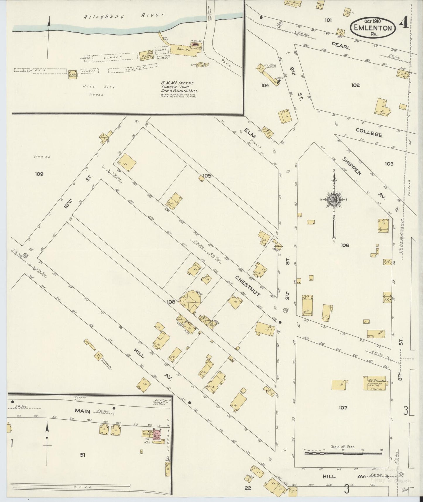 Sanborn Fire Insurance Map from Emlenton, Venango County, Pennsylvania (1910), Sheet #0004 - Historic Sanborn Fire Insurance Map Print, vintage old map wall art, antique decor, genealogy gift, Pennsylvania Pennsylvania map