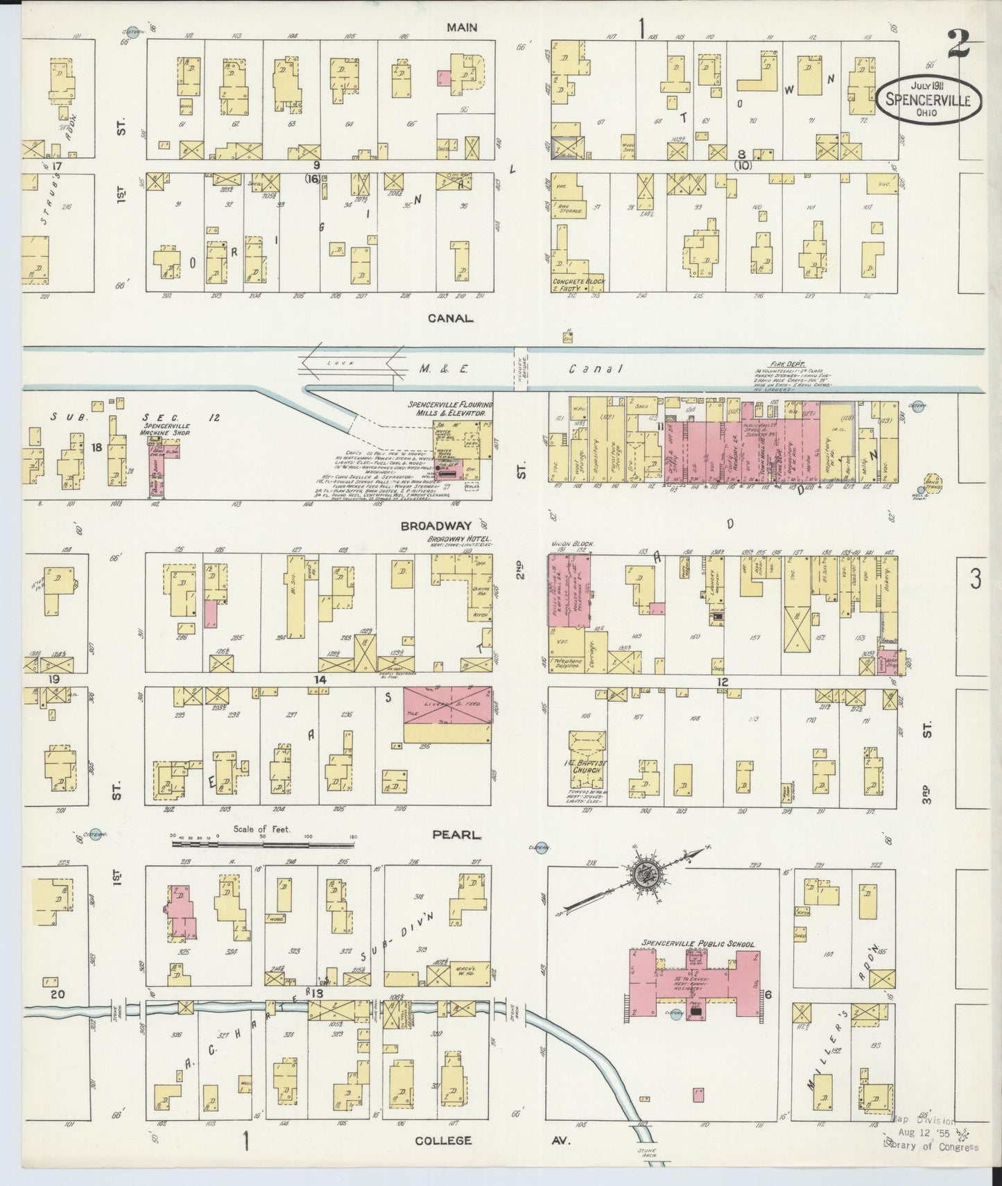 Sanborn Fire Insurance Map from Spencerville, Allen County, Ohio (1911), Sheet #0002 - Historic Sanborn Fire Insurance Map Print, vintage old map wall art, antique decor, genealogy gift, Ohio Ohio map