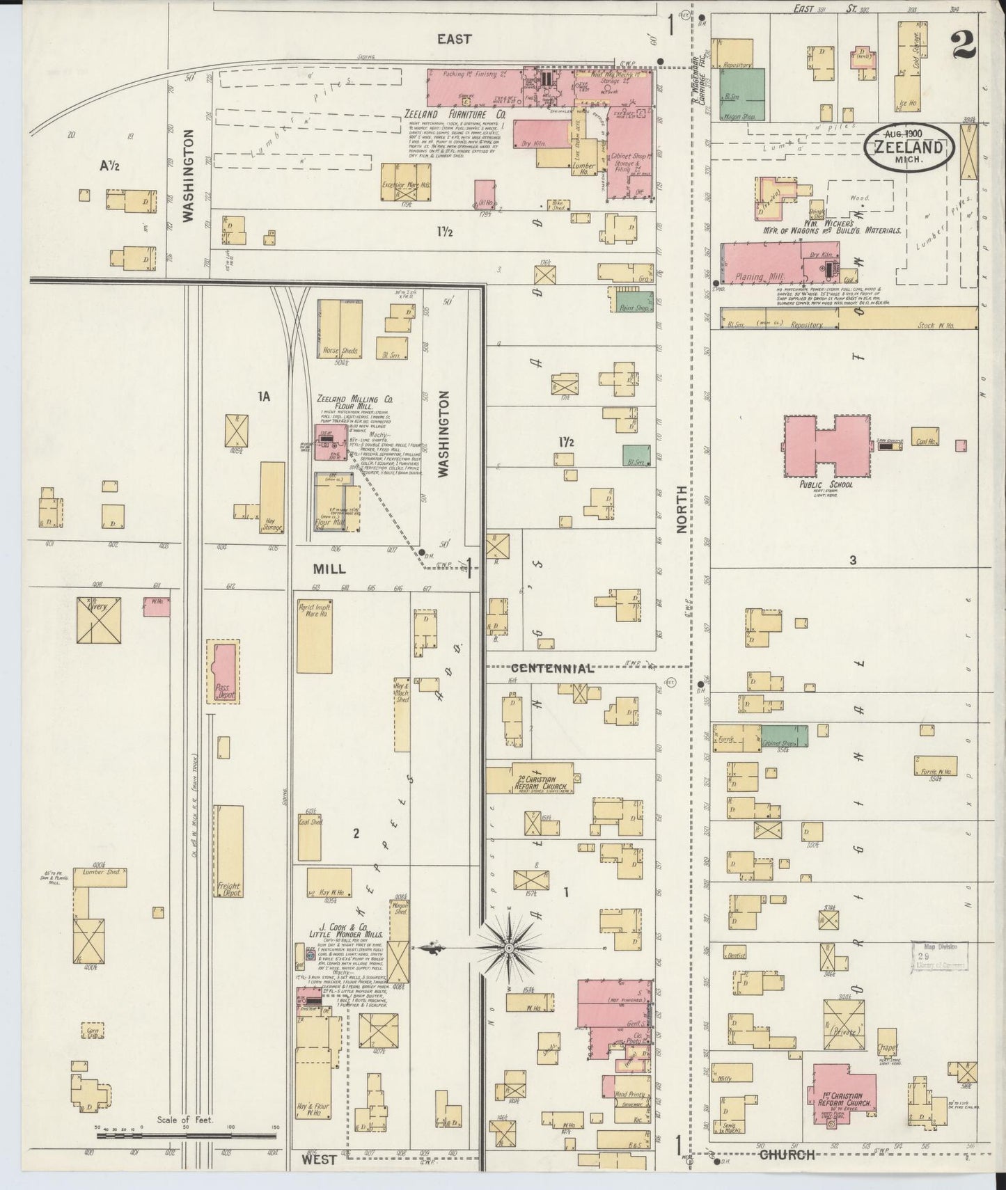 Sanborn Fire Insurance Map from Zeeland, Ottawa County, Michigan (1900), Sheet #0002 - Complete Map Set gallery image, historic Sanborn map, vintage wall art, Michigan Michigan