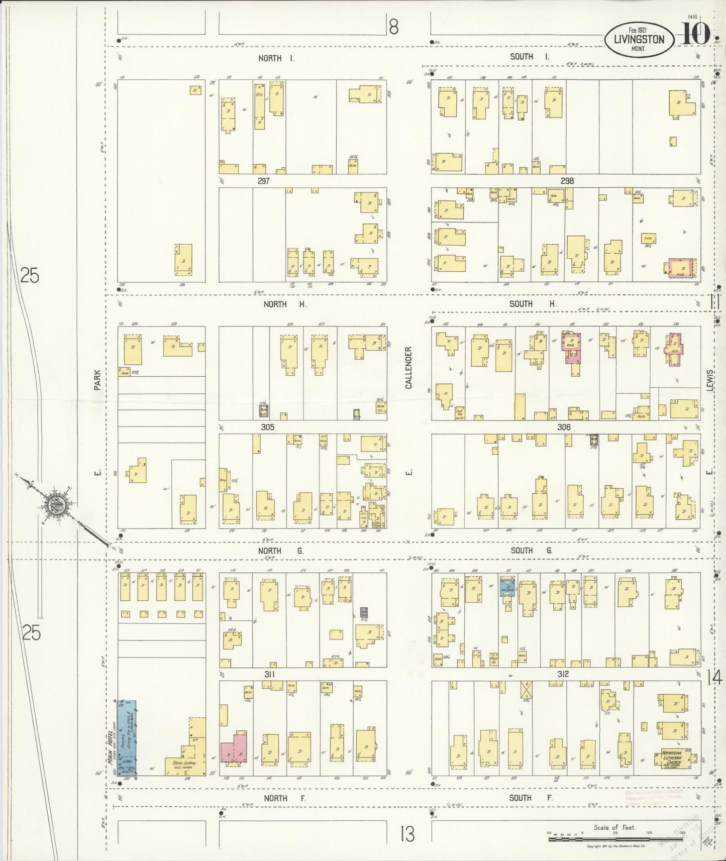 Sanborn Fire Insurance Map from Livingston, Park County, Montana (1921), Sheet #0010 - Historic Sanborn Fire Insurance Map Print, vintage old map wall art, antique decor, genealogy gift, Montana Montana map