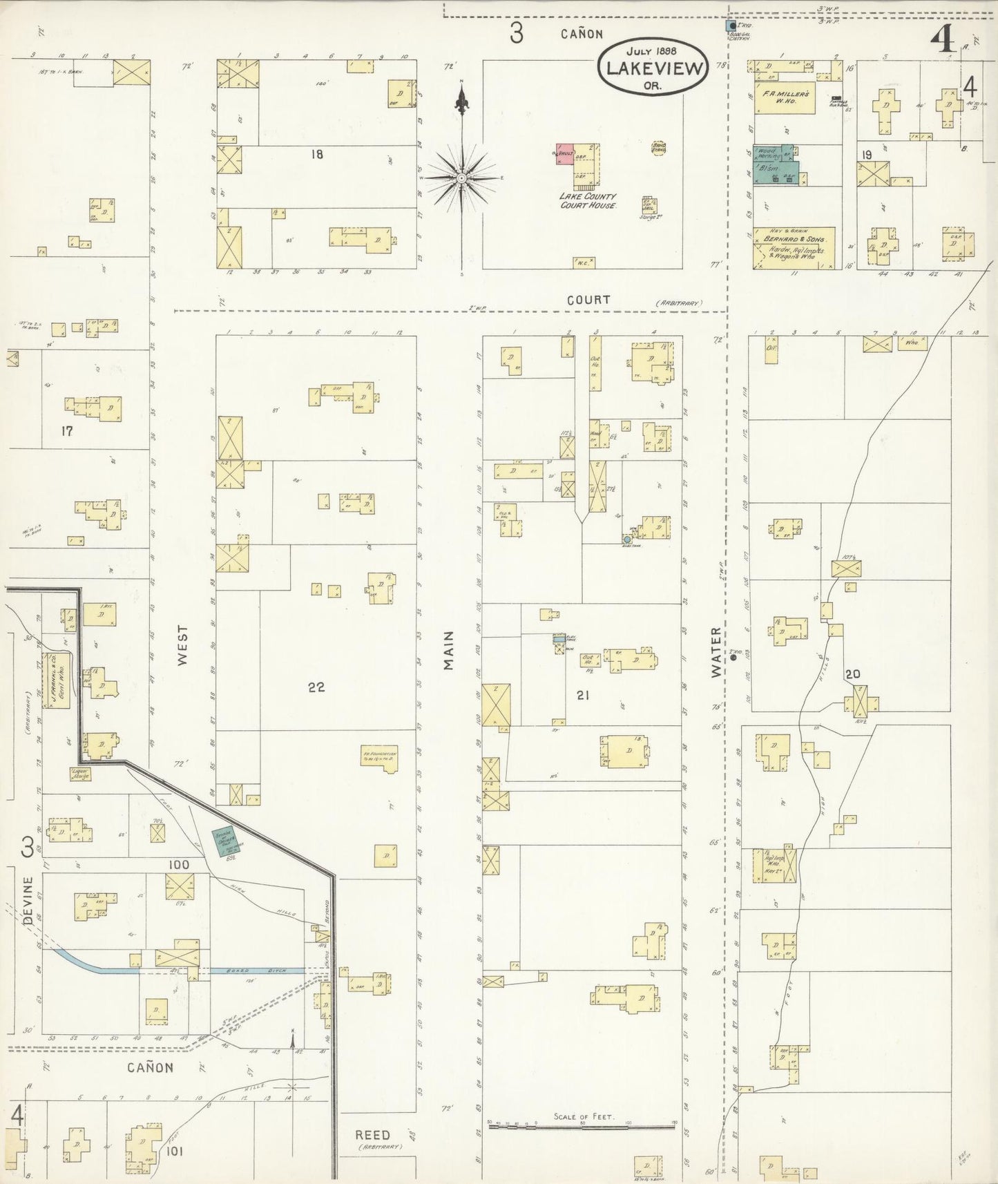 Sanborn Fire Insurance Map from Lakeview, Lake County, Oregon (1898), Sheet #0004 - Complete Map Set gallery image, historic Sanborn map, vintage wall art, Oregon Oregon