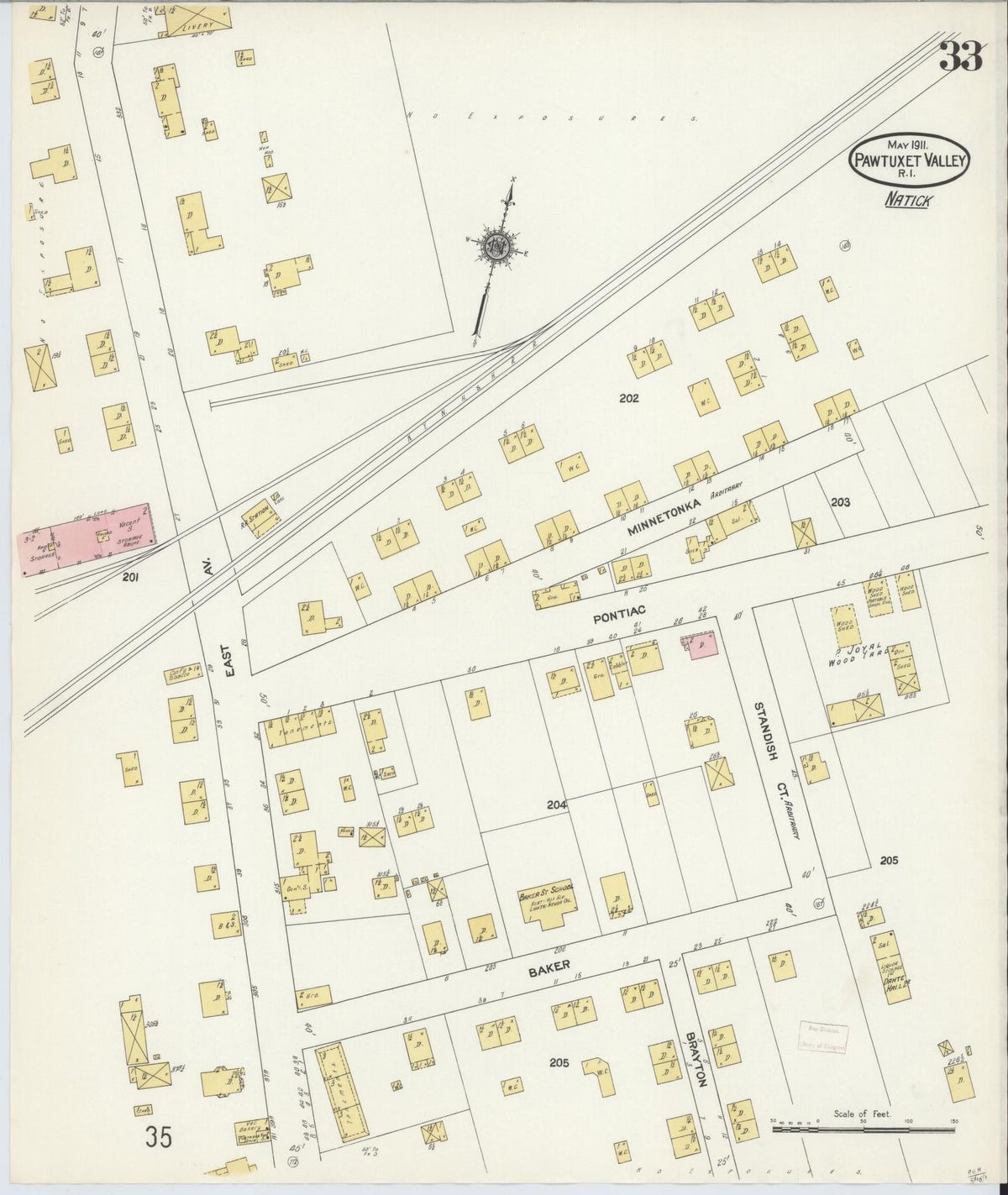 Sanborn Fire Insurance Map from Pawtuxet Valley, Kent and Providence Counties, Rhode Island (1911), Sheet #0033 - Historic Sanborn Fire Insurance Map Print, vintage old map wall art, antique decor, genealogy gift, Washington Washington map