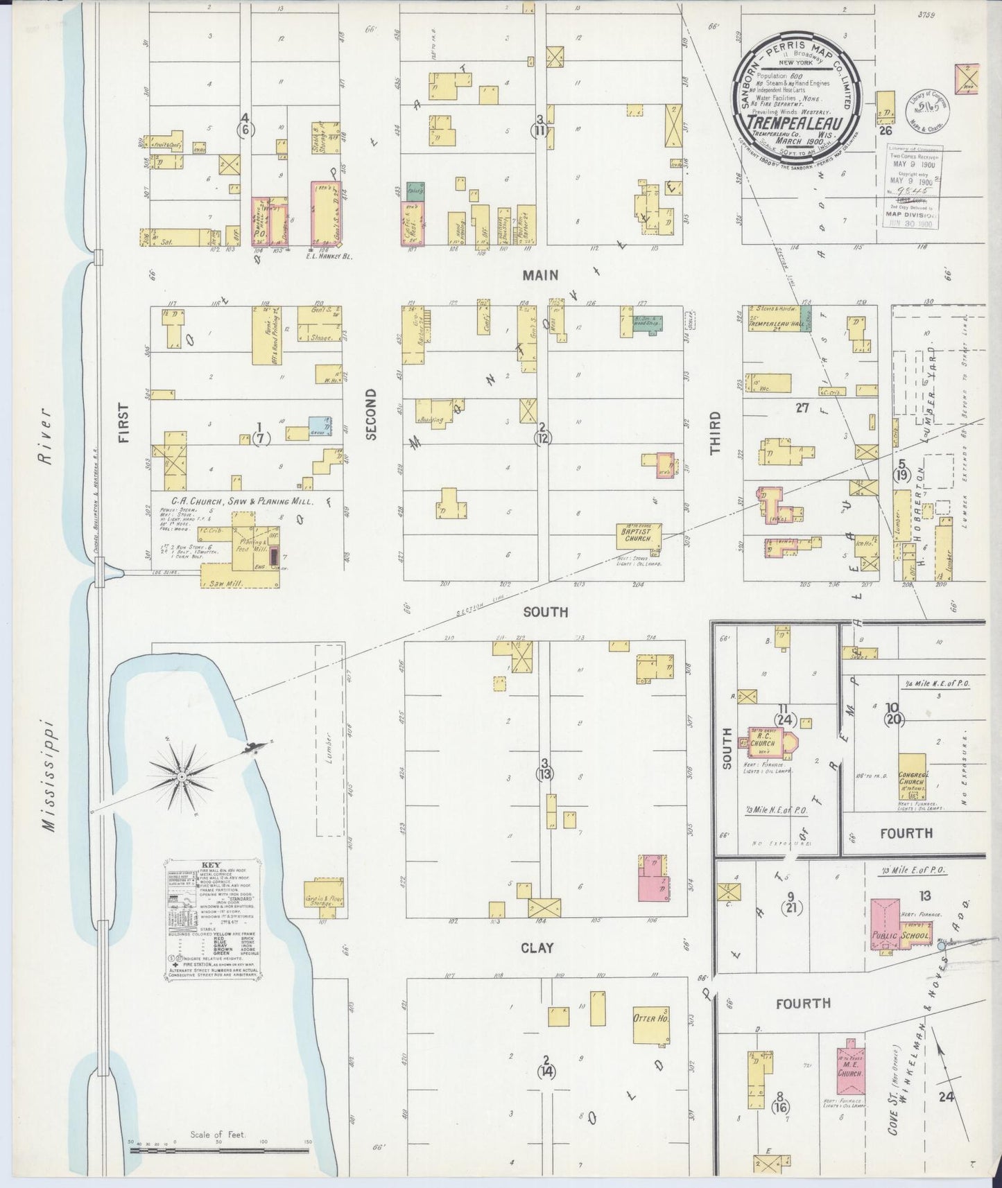 Sanborn Fire Insurance Map from Trempealeau, Trempealeau County, Wisconsin (1900), Sheet #0001 - Historic Sanborn Fire Insurance Map Print, vintage old map wall art, antique decor, genealogy gift, Wisconsin Wisconsin map