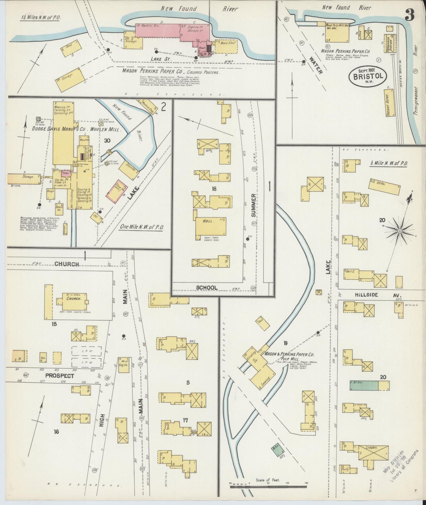 Sanborn Fire Insurance Map from Bristol, Grafton County, New Hampshire (1902), Sheet #0003 - Complete Map Set gallery image, historic Sanborn map, vintage wall art, New Hampshire New Hampshire