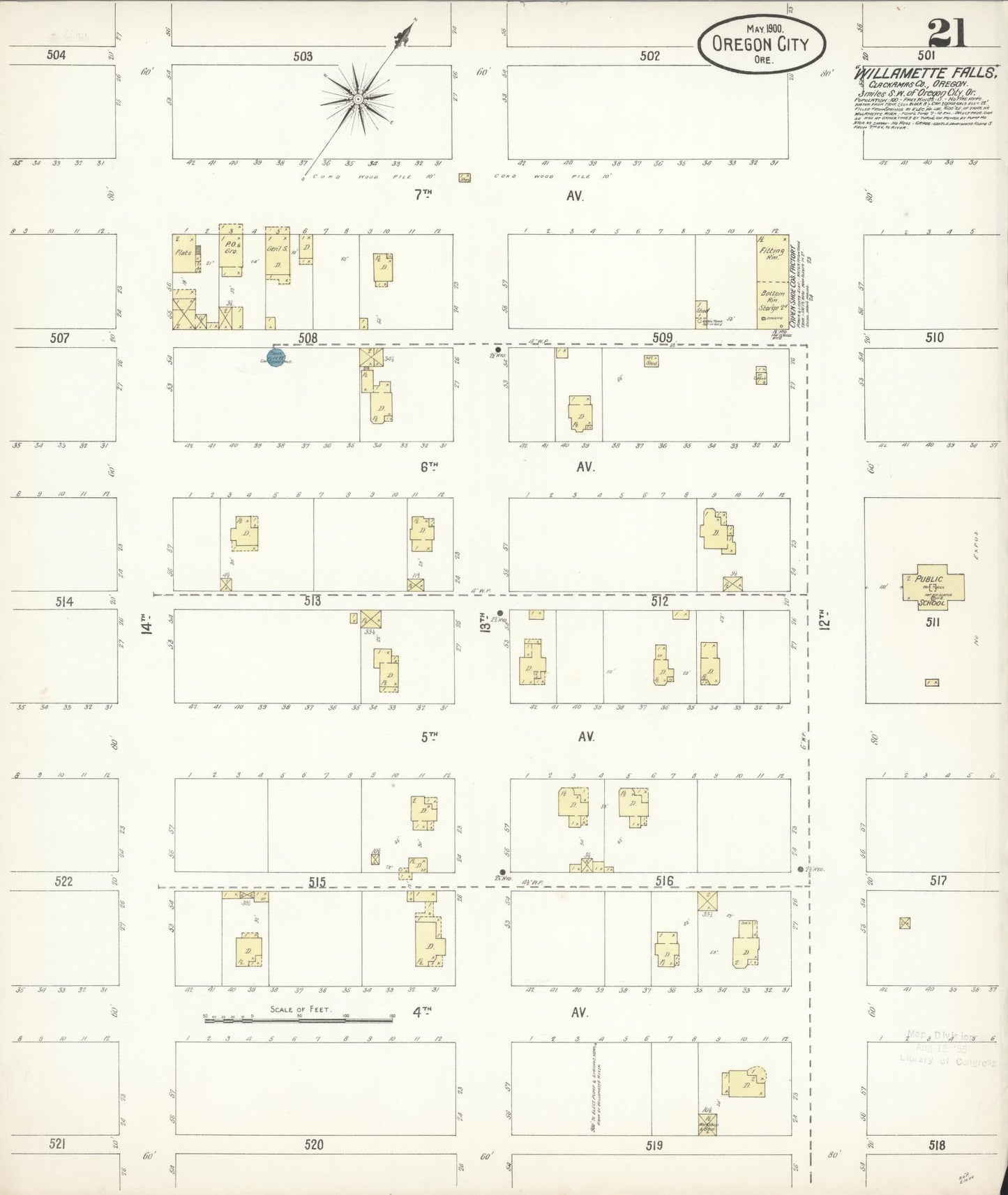 Sanborn Fire Insurance Map from Oregon City, Clackamas County, Oregon (1900), Sheet #0021 - Historic Sanborn Fire Insurance Map Print, vintage old map wall art, antique decor, genealogy gift, Oregon Oregon map