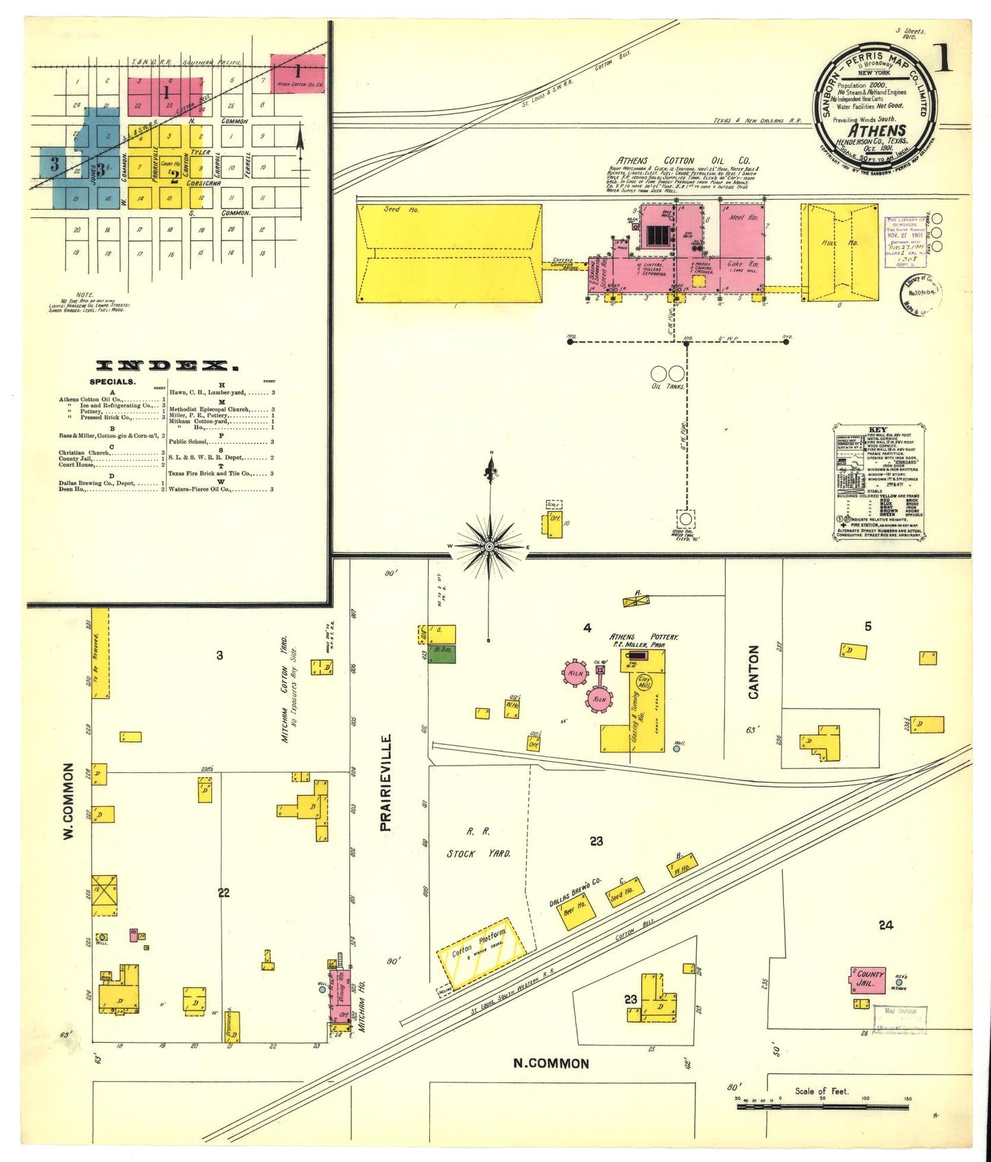 Sanborn Fire Insurance Map from Athens, Henderson County, Texas. (1901) – Historic Sanborn Fire Insurance Map Print