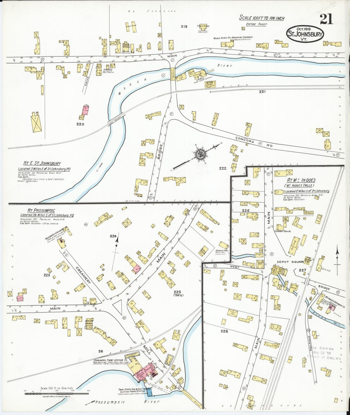 Sanborn Fire Insurance Map from Saint Johnsbury, Caledonia County, Vermont (1919), Sheet #0021 - Complete Map Set gallery image, historic Sanborn map, vintage wall art, Vermont Vermont