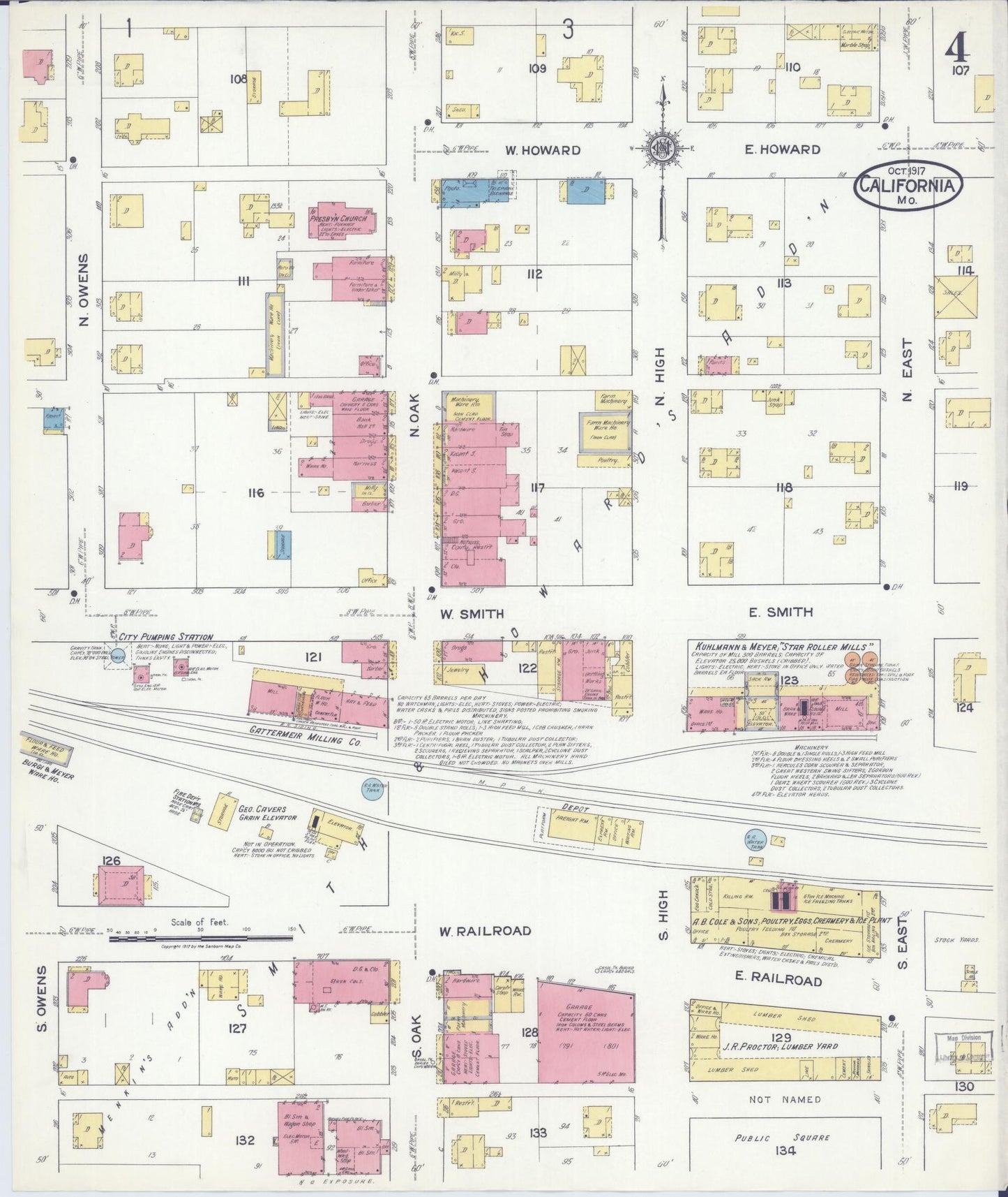 Sanborn Fire Insurance Map from California, Moniteau County, Missouri (1917), Sheet #0004 - Complete Map Set gallery image, historic Sanborn map, vintage wall art, California California