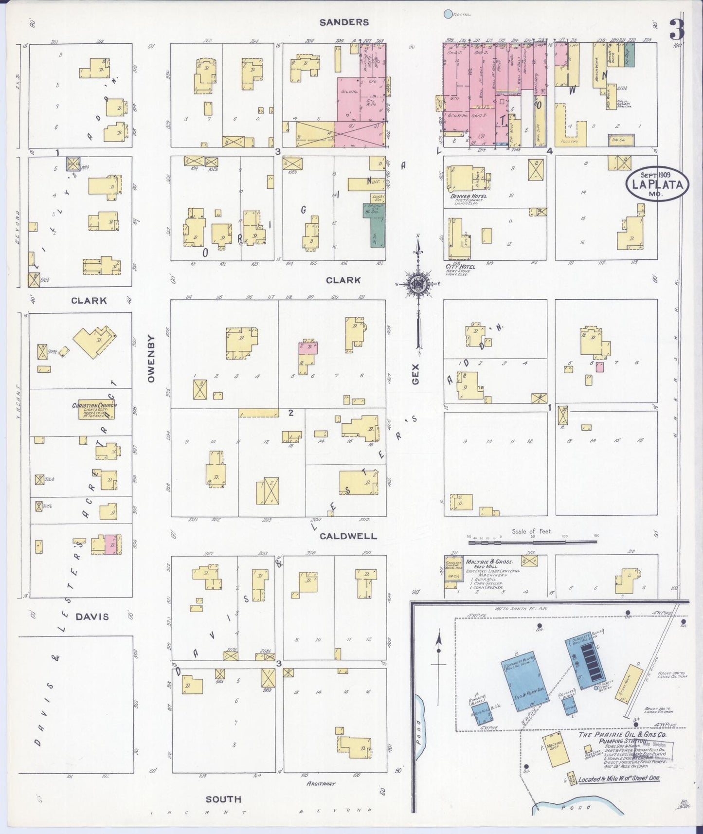 Sanborn Fire Insurance Map from La Plata, Macon County, Missouri (1909), Sheet #0003 - Historic Sanborn Fire Insurance Map Print, vintage old map wall art, antique decor, genealogy gift, Missouri Missouri map