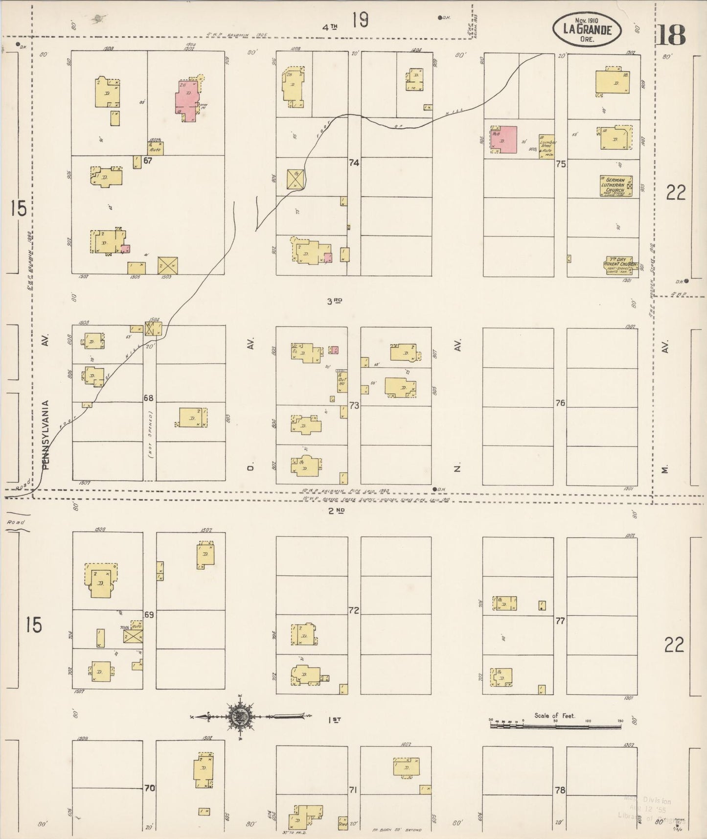 Sanborn Fire Insurance Map from La Grande, Union County, Oregon (1910), Sheet #0018 - Historic Sanborn Fire Insurance Map Print, vintage old map wall art, antique decor, genealogy gift, Oregon Oregon map