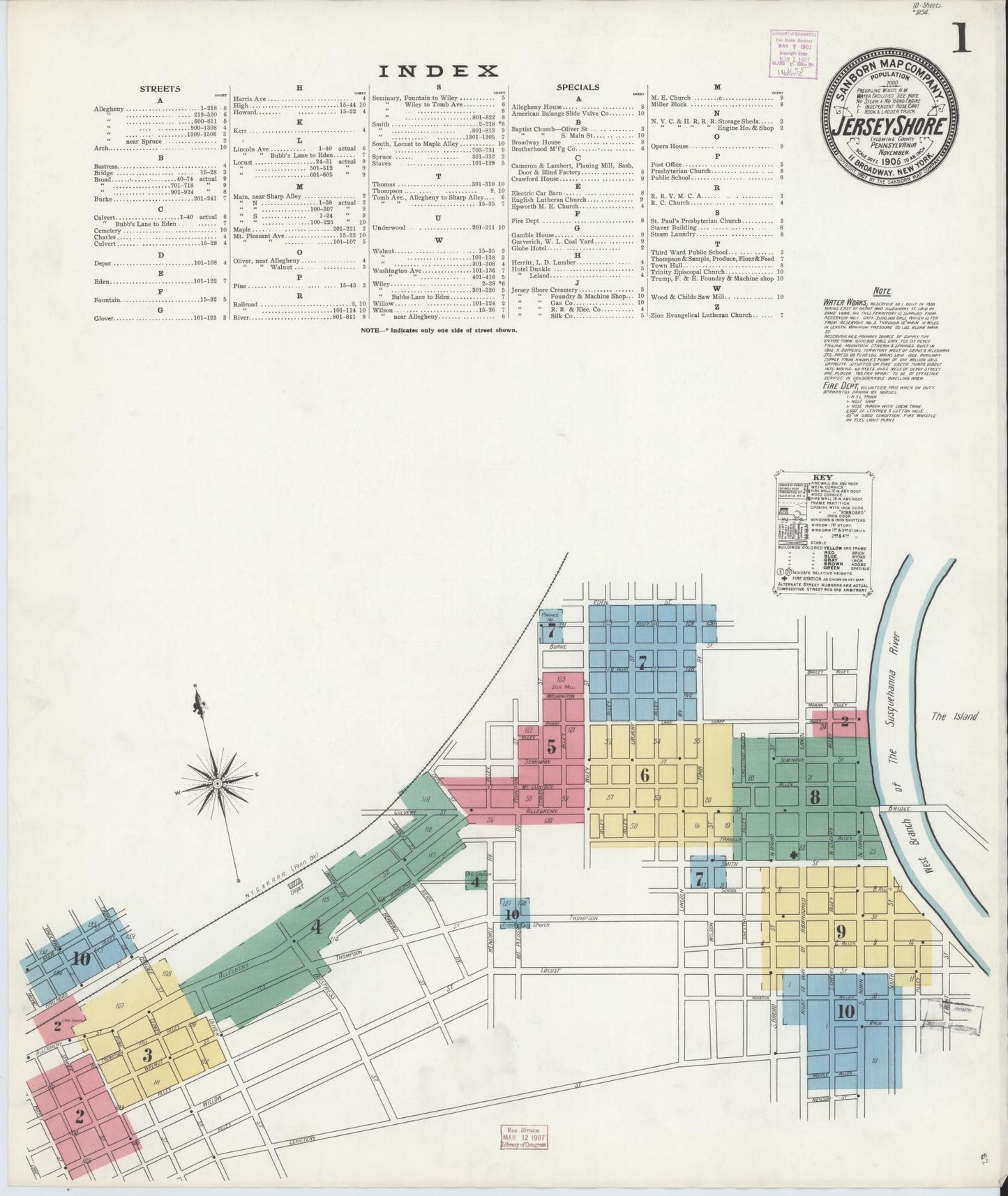 Sanborn Fire Insurance Map from Jersey Shore, Lycoming County, Pennsylvania. (1906) – Historic Sanborn Fire Insurance Map Print